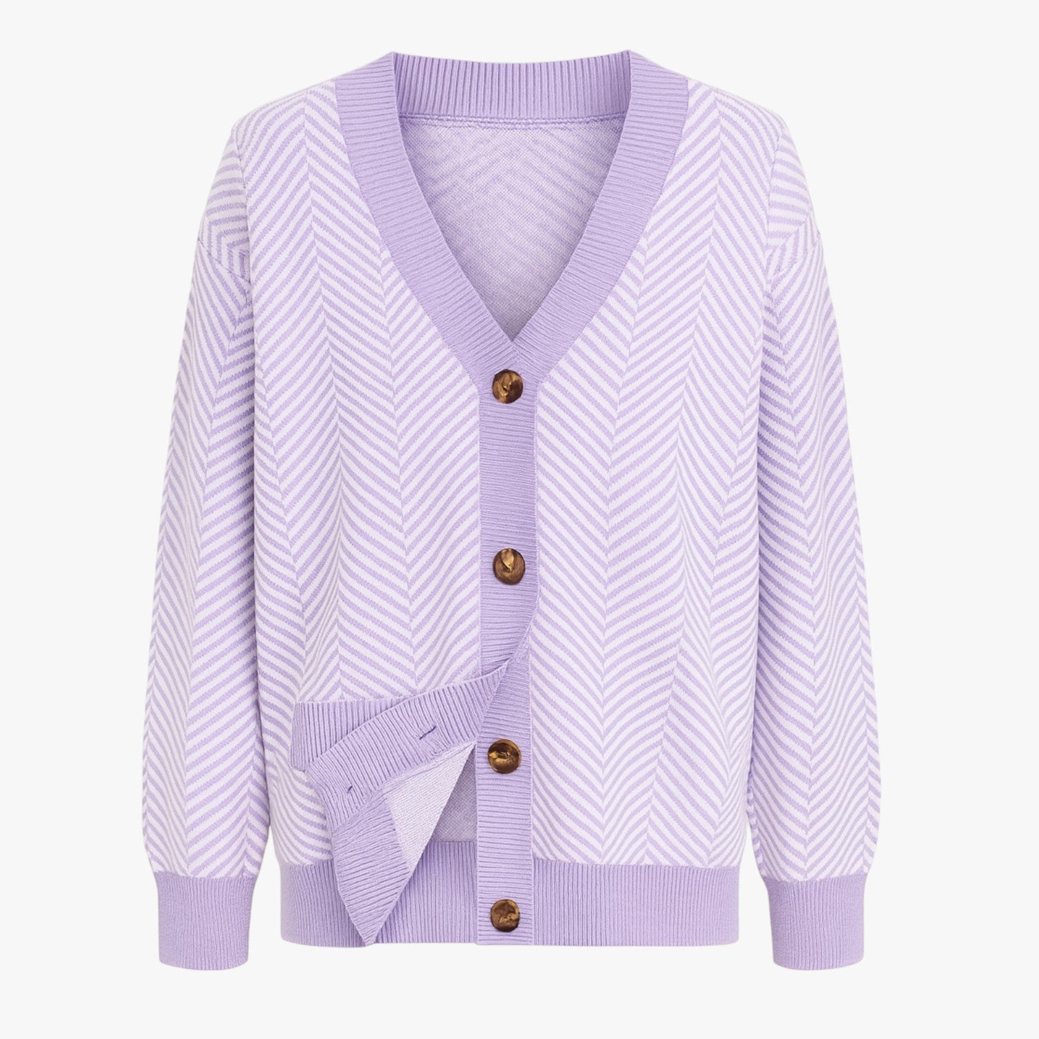 Rebecca | Kvinde V-hals cardigan - Let og elegant til efteråret - Gratis Lilla - Rebecca | Kvinde V-hals cardigan - Let og elegant til efteråret - €25 - {{ product_tags }