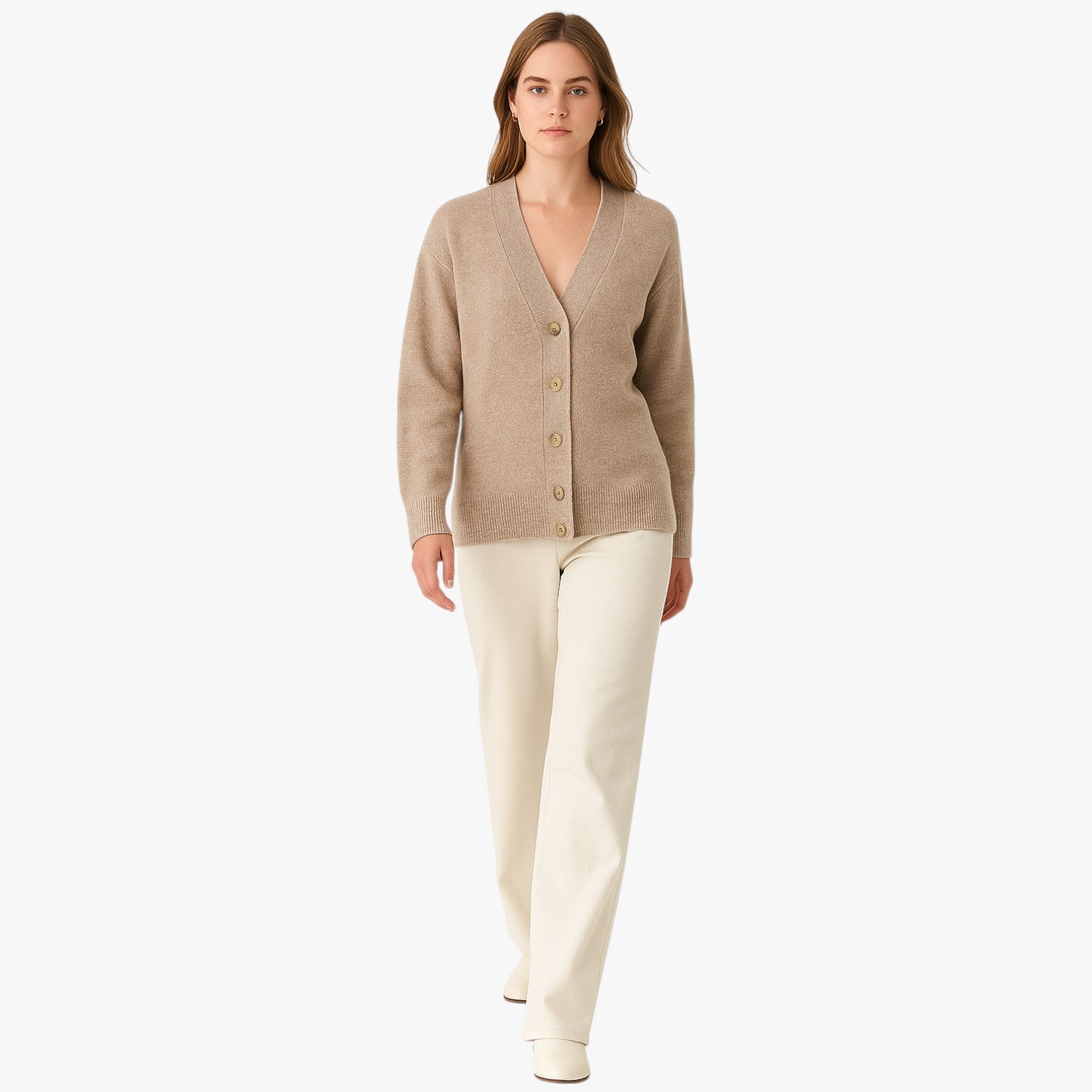 Zoe | Oversized chic dametrøje cardigan, varm og blød, med V-udskæring - - Zoe | Oversized chic dametrøje cardigan, varm og blød, med V-udskæring - €25 - {{ product_tags }