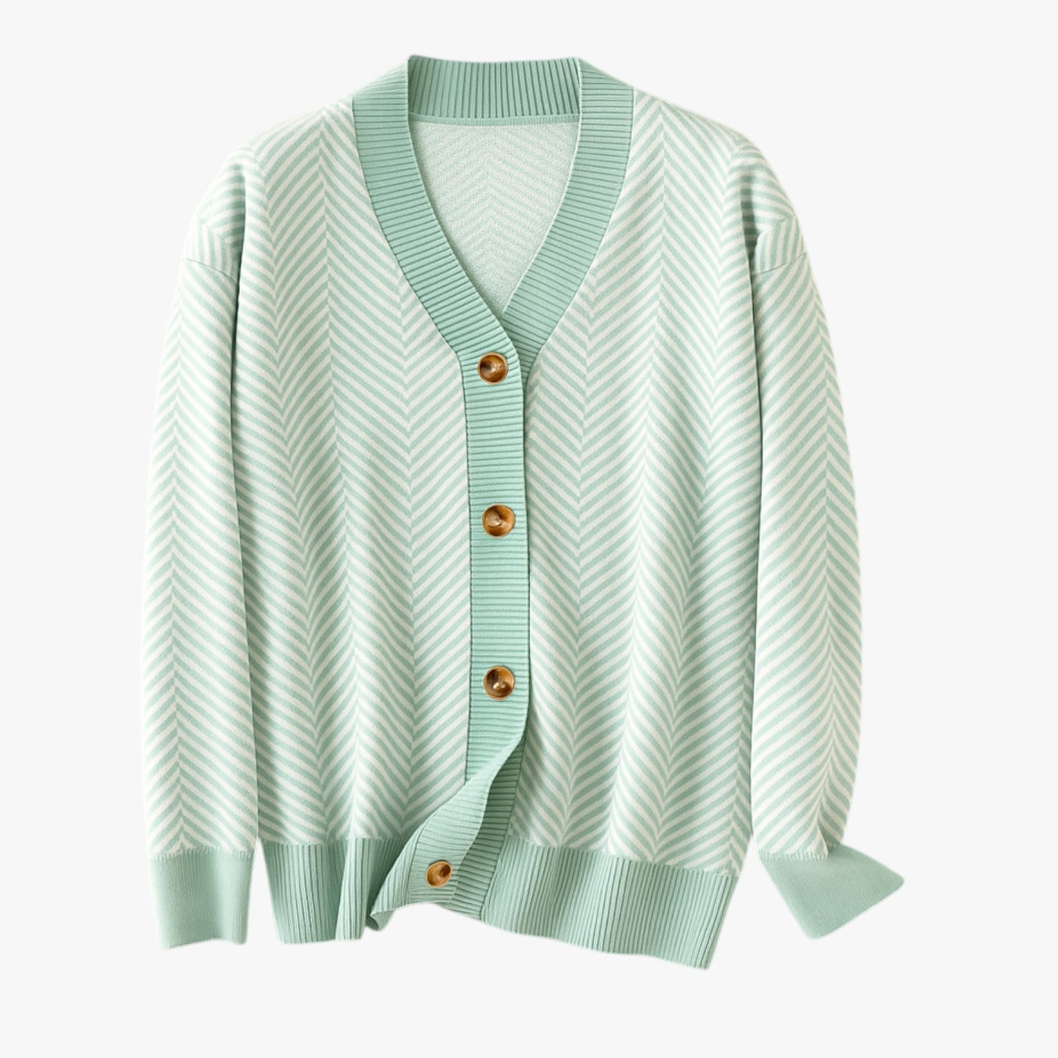 Rebecca | Kvinde V-hals cardigan - Let og elegant til efteråret - Gratis Lysegrøn - Rebecca | Kvinde V-hals cardigan - Let og elegant til efteråret - €25 - {{ product_tags }