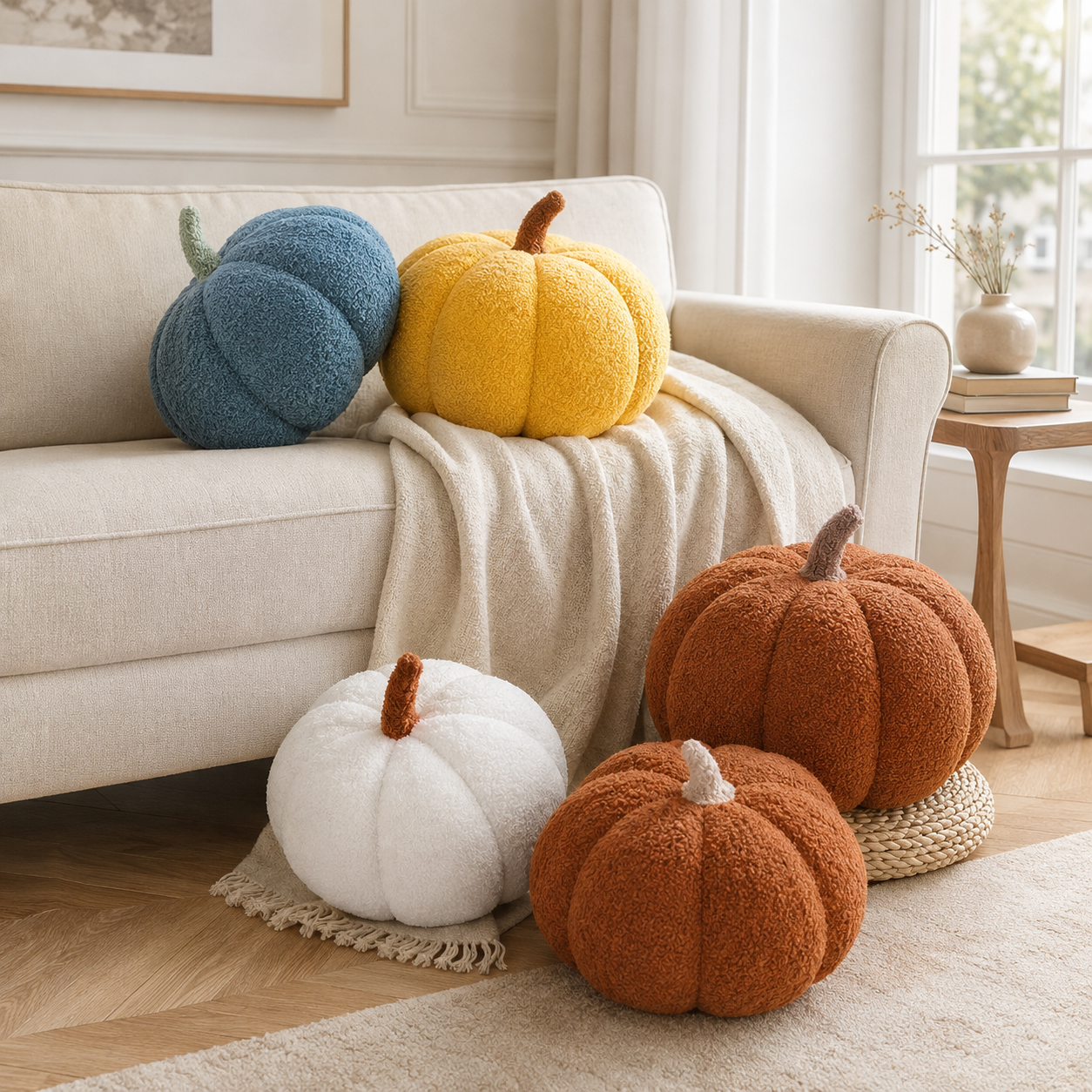 Græskarpude i plys - Hyggelig indretning til efterår og fest - - Gifts – Seasonal – Halloween - {{ product_tags }