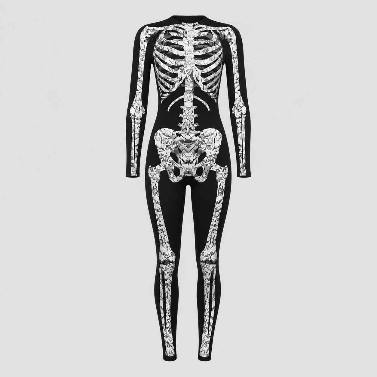 Skelet Jumpsuit Halloween Kostume til Voksne - Lange Ærmer - Sort Knogle1 - Gifts – Seasonal – Halloween - {{ product_tags }