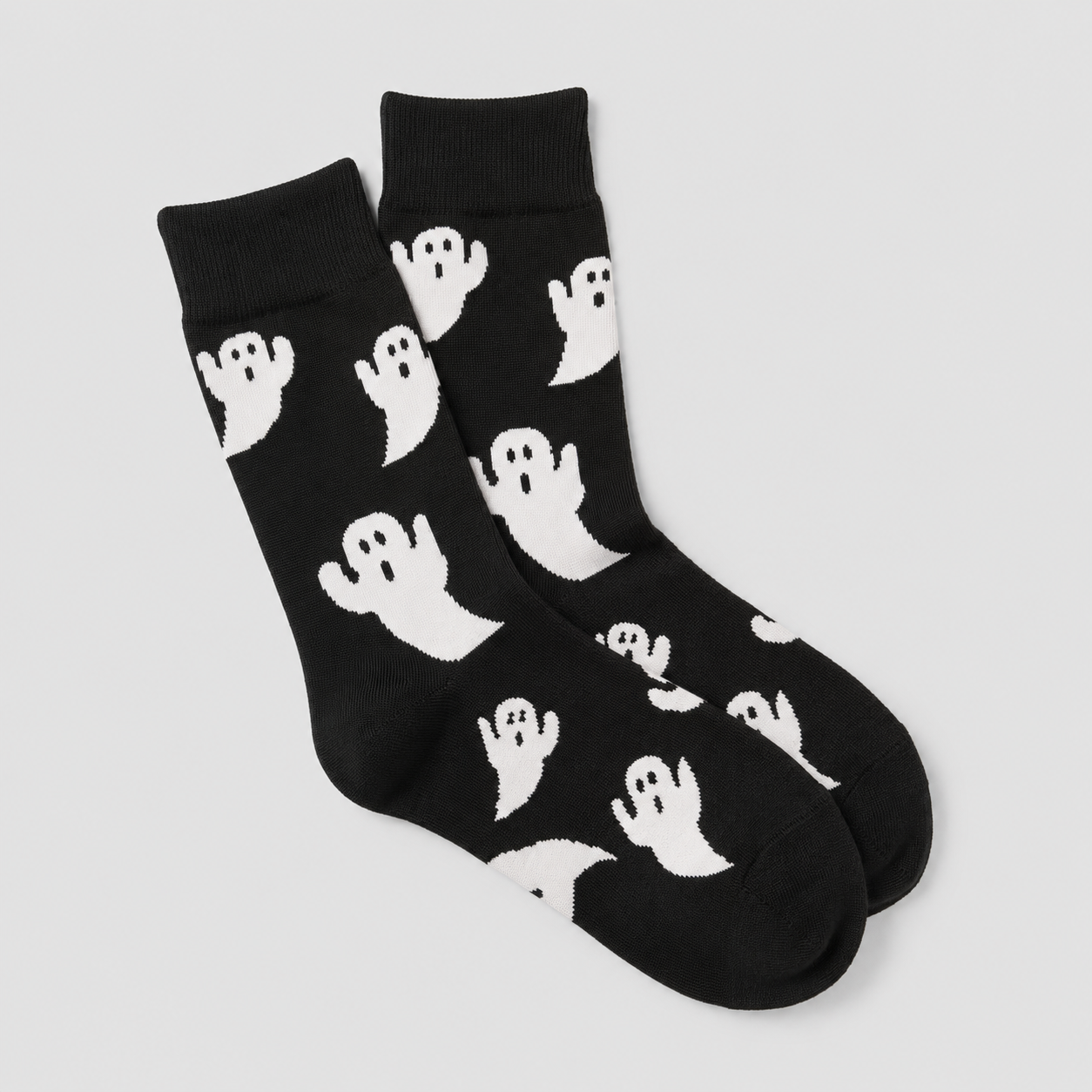Halloweenstrømper med Spøgelsesmotiv - Unisex Sort & Hvid - Sort - Gifts – Seasonal – Halloween - {{ product_tags }