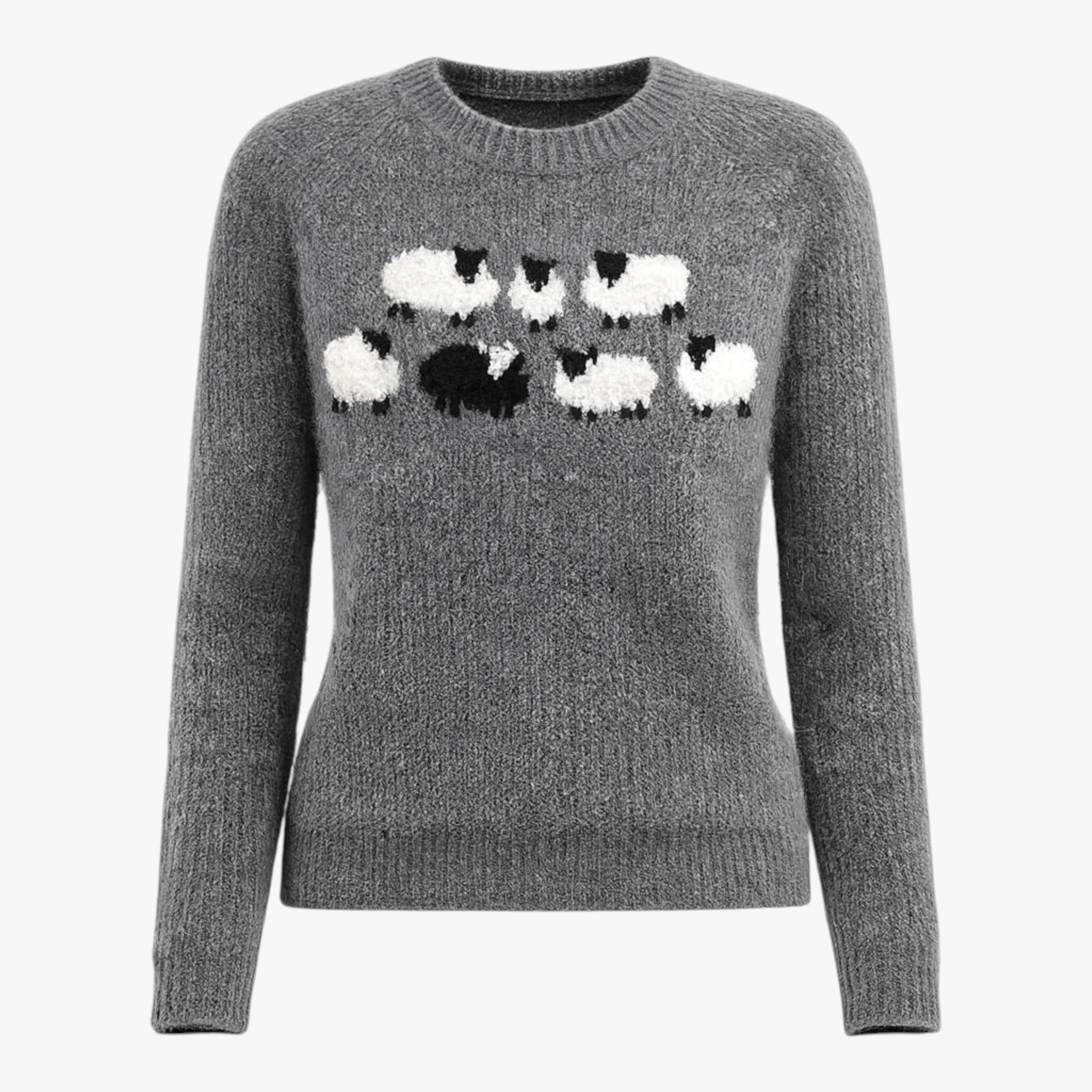 Poppy - Retro Stilfuld og Komfortabel Chik Sweater - Grå - - {{ product_tags }