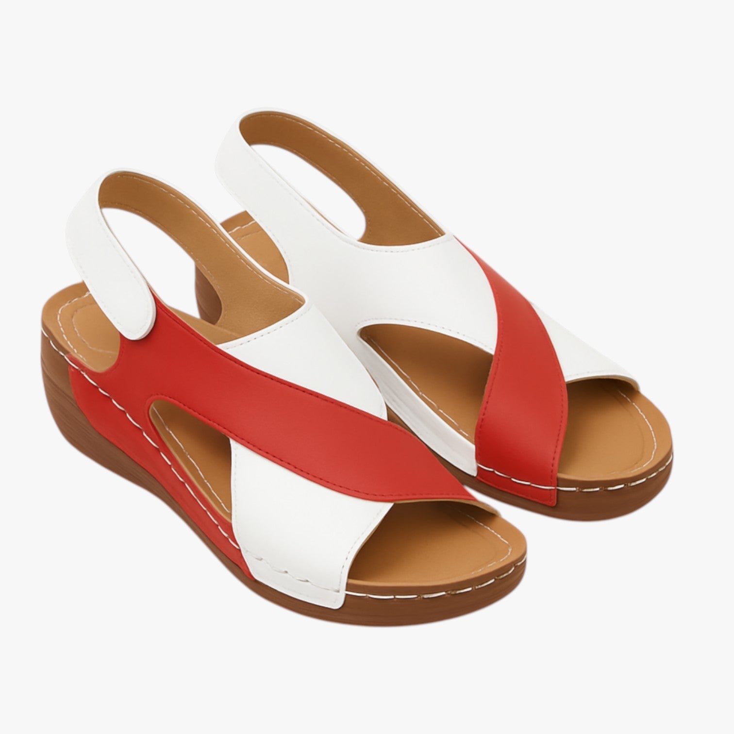 Rachelle | Sommerlig komfort med stil - Bløde og lette kilehæle sandals - Rød - Rachelle | Sommerlig komfort med stil - Bløde og lette kilehæle sandals - €25 - {{ product_tags }