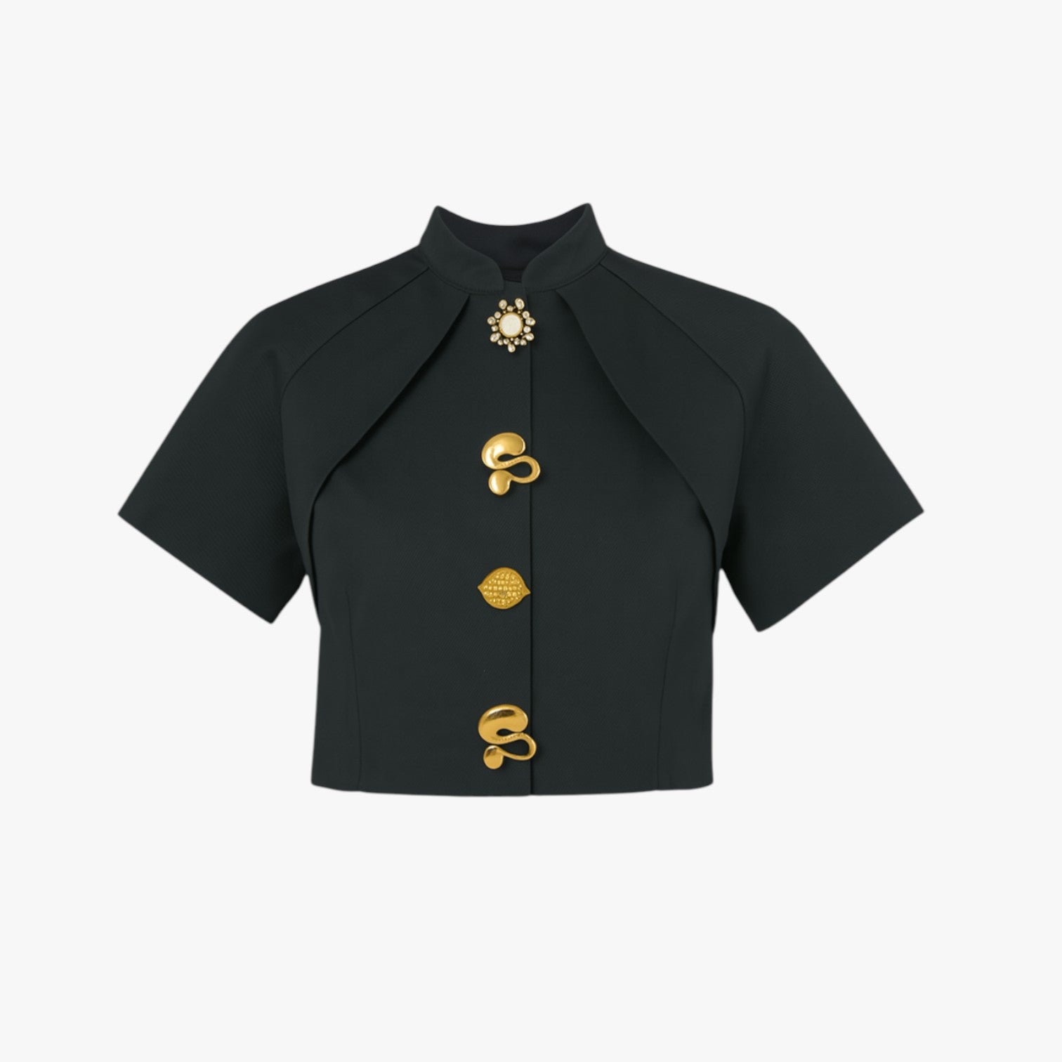 Janella | Dekorativ kort metallskjorte - Sort - Janella | Dekorativ kort metallskjorte- €25 - {{ product_tags }