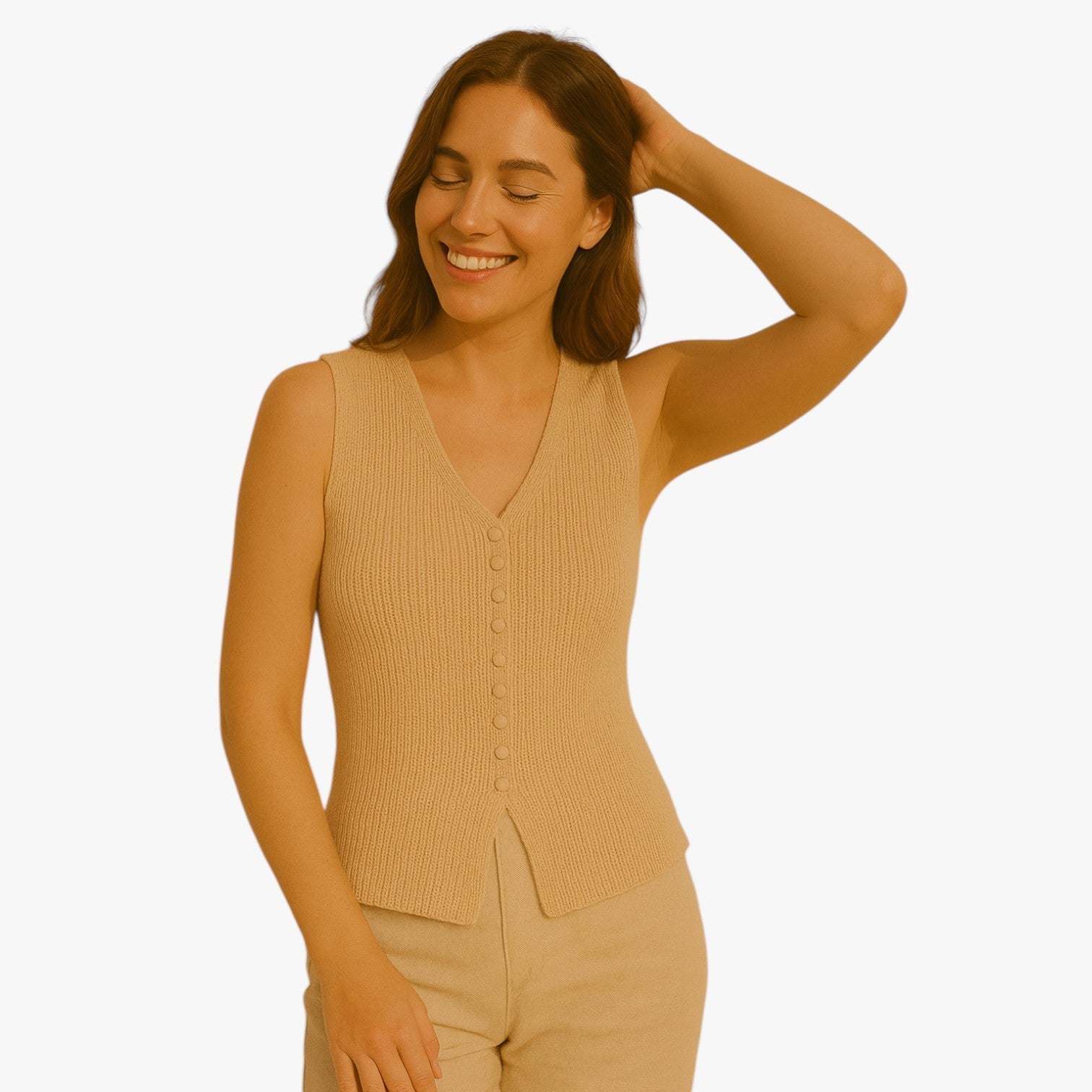 Mara | Trøje med rund hals strikket med knapper - - Mara | Trøje med rund hals strikket med knapper - €25 - {{ product_tags }
