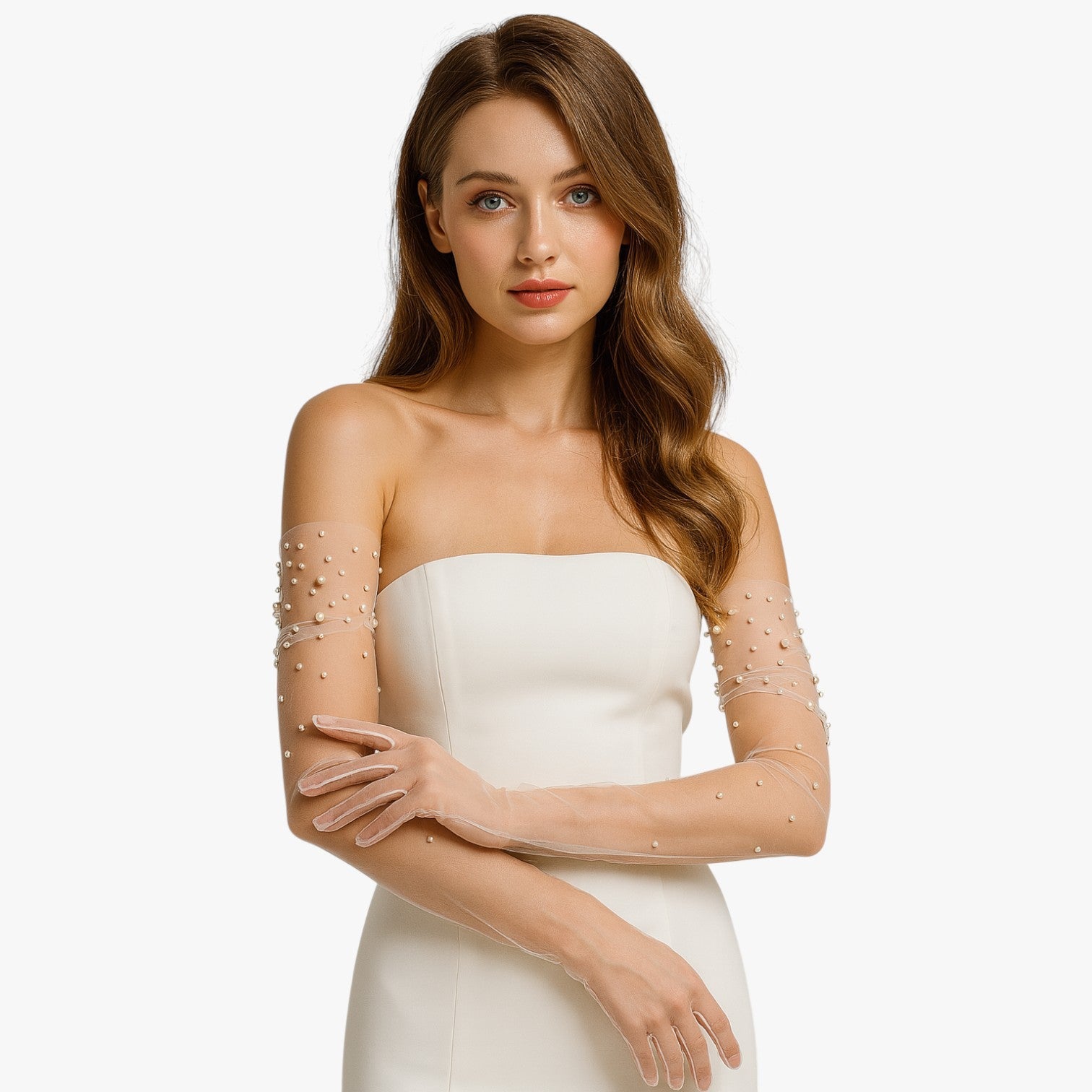 Vivian | Elegante brudesatinshandsker i tyl med fint perlebroderi Lang og let - - Vivian | Elegante brudesatinshandsker i tyl med fint perlebroderi Lang og let - €25 - {{ product_tags }