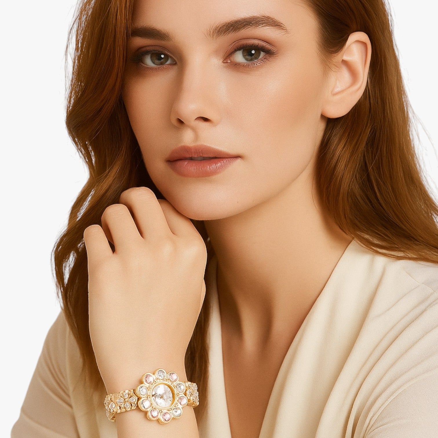 Lilliana | Elegant ur med krystalblomsterkrans - - Lilliana | Elegant ur med krystalblomsterkrans - €25 - {{ product_tags }