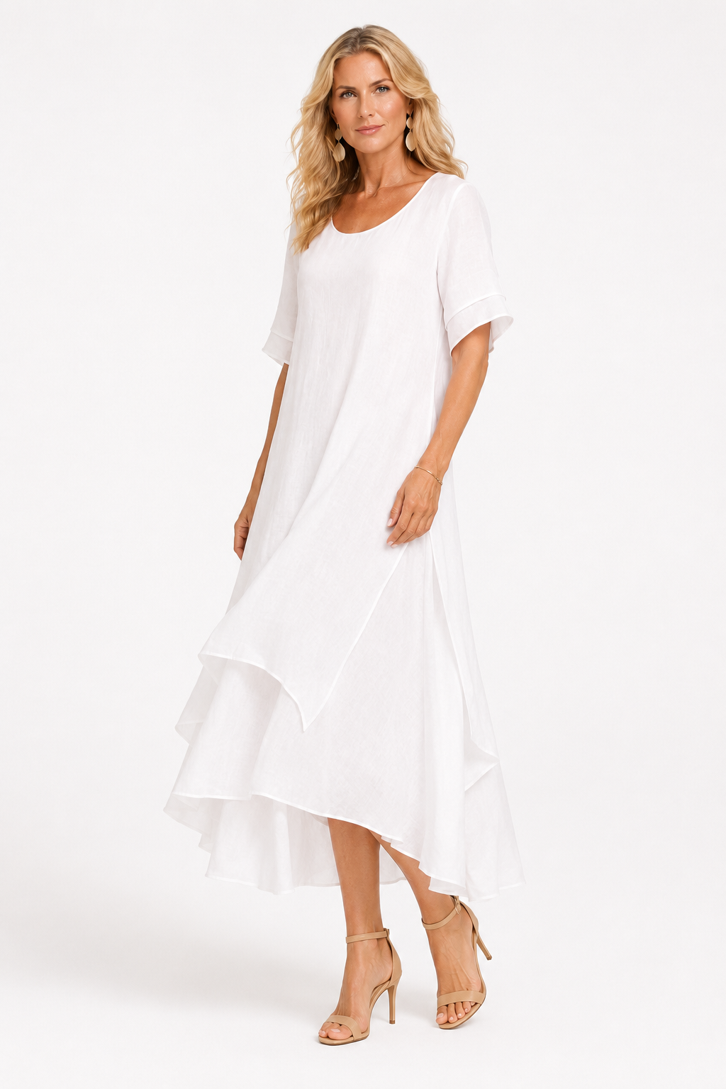 Elegant Tidløs Kjole - Komfortabel Pasform til Alle - Hvid - Kjole - {{ product_tags }