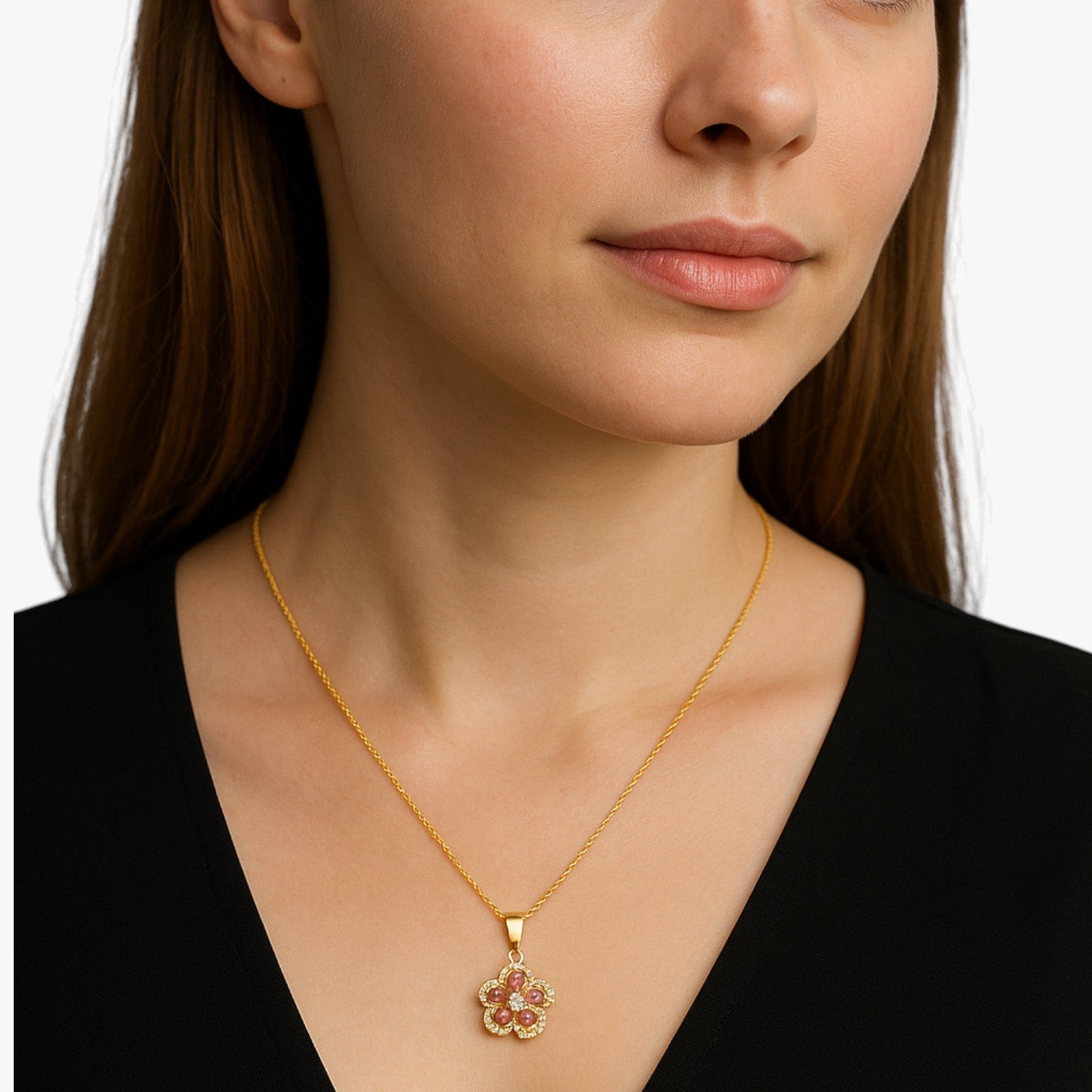 Winnie | Halskæde med guldring og roterende zirconiêmne - - women's fashion - {{ product_tags }