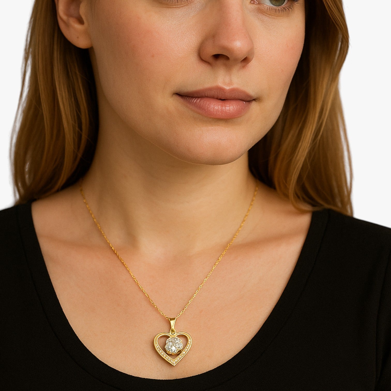 Jovie | Halskæde med vedhæng i hjerte- og læbesappels af krystaller - - women's fashion - {{ product_tags }
