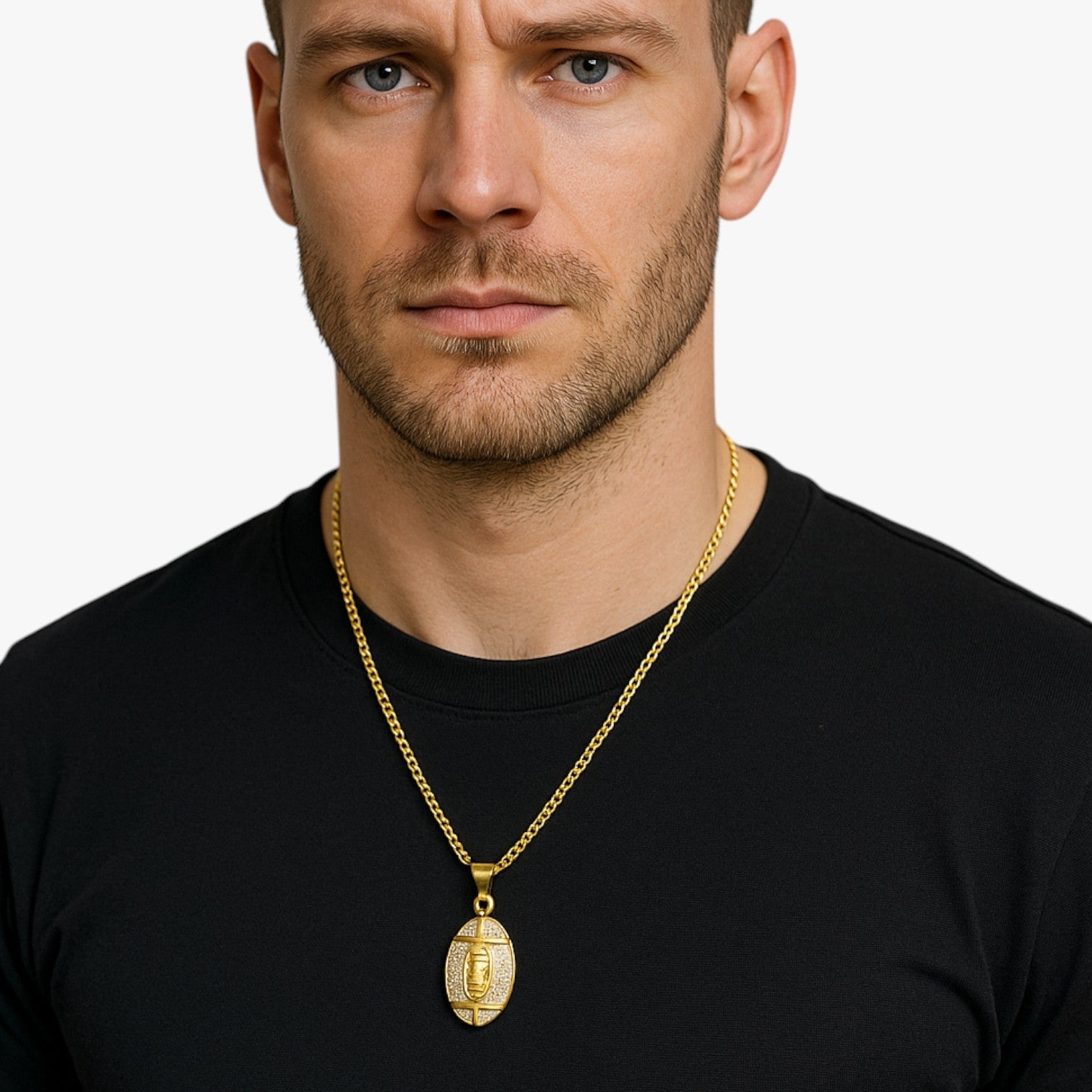 Jayson | Rugby-halskæde i stål med krystal - - other - {{ product_tags }
