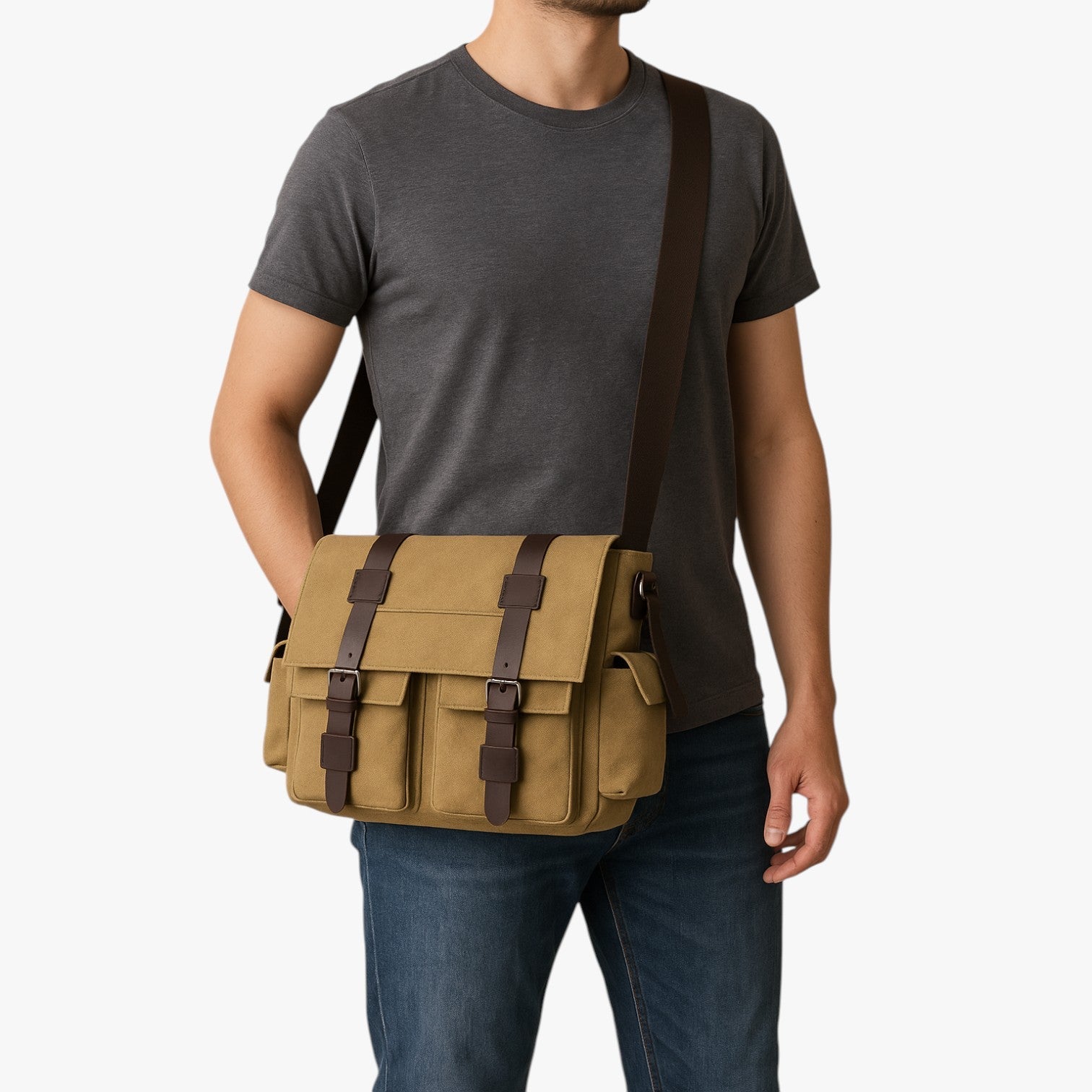 Harlan | Vintage lærredsklædt crossbody-nylontaske til mænd - - bags - {{ product_tags }