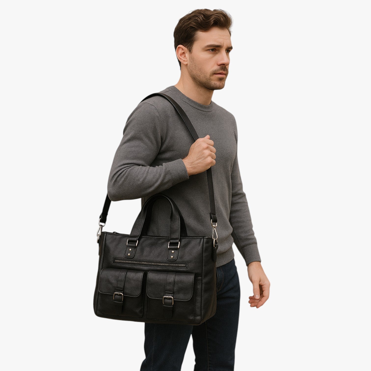 Jerry | PU-læder skuldertaske til arbejde og rejse - - men's fashion - {{ product_tags }