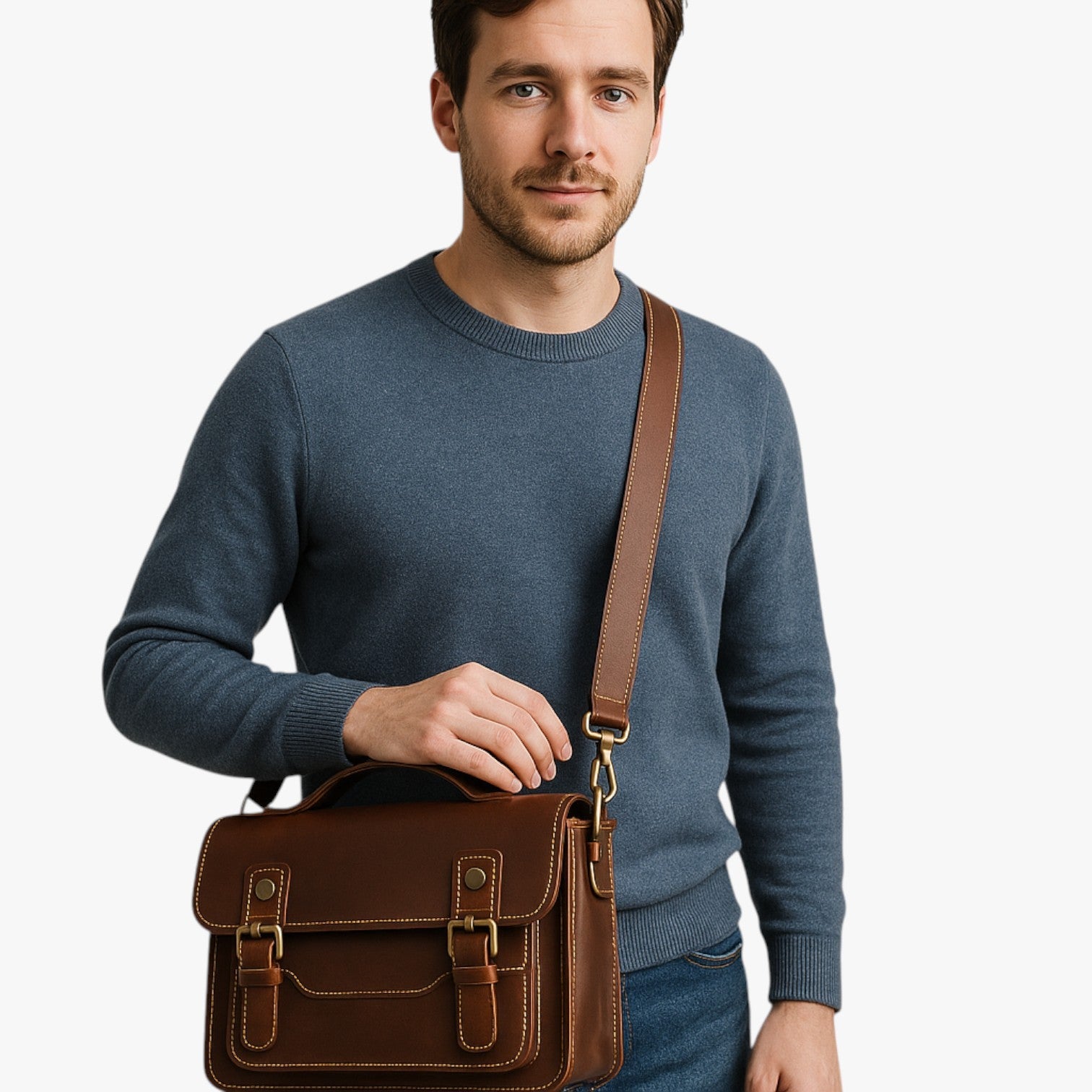 Nico | Unisex Anti-tyveri Læder Skuldertaske - - bags - {{ product_tags }