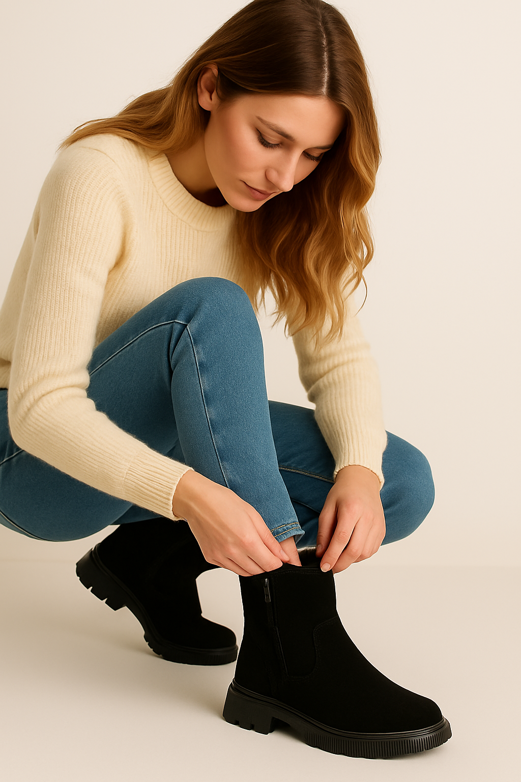 Alice | Vinterstøvler i ruskindspelsand – foret med kunstpels, komfortable - - shoes - {{ product_tags }