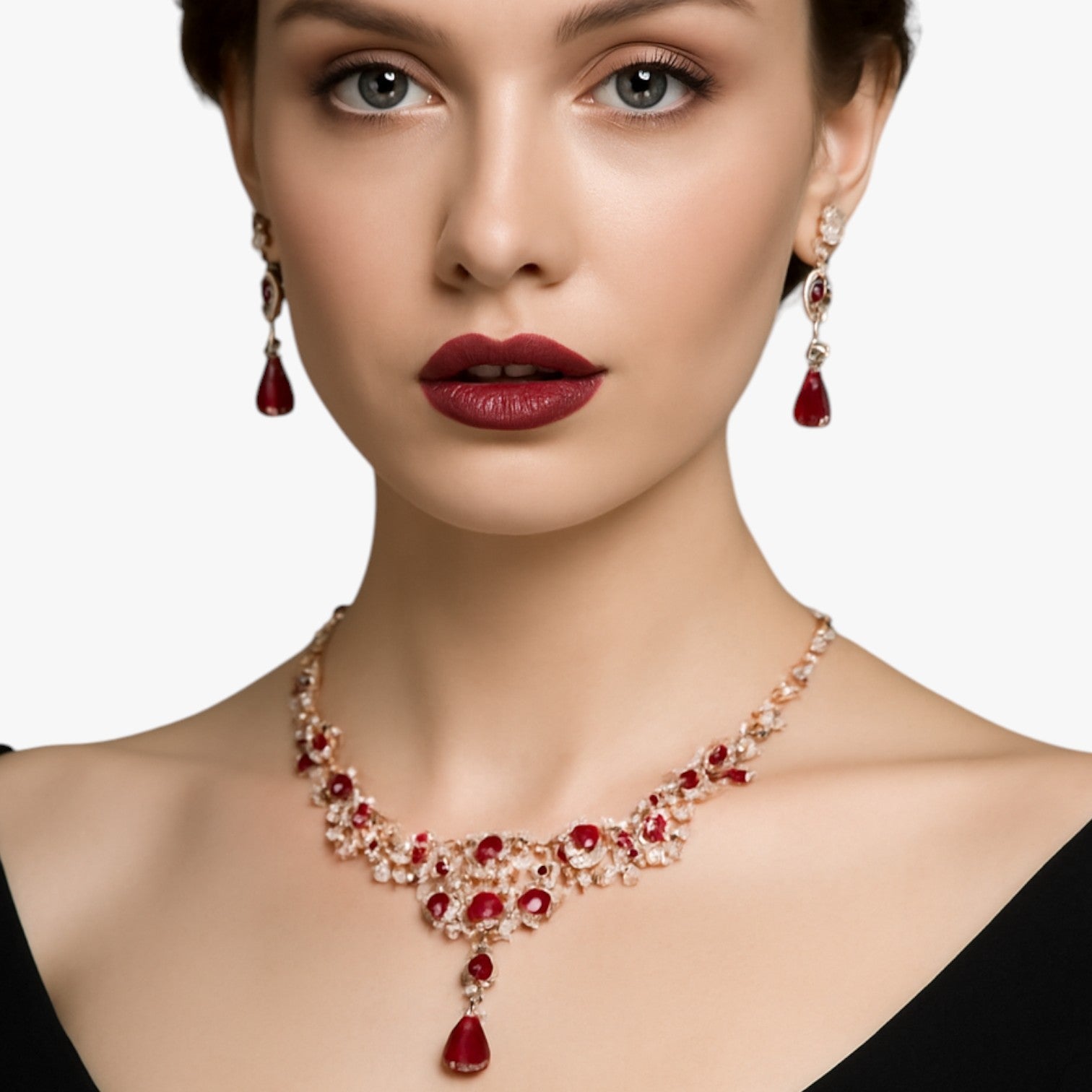 Diana | Elegant sæt af røde krystalsmykker til bryllupper og fester - - women's fashion - {{ product_tags }