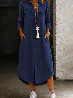 Helen | Casual Elegant lang denim skjortekjole
