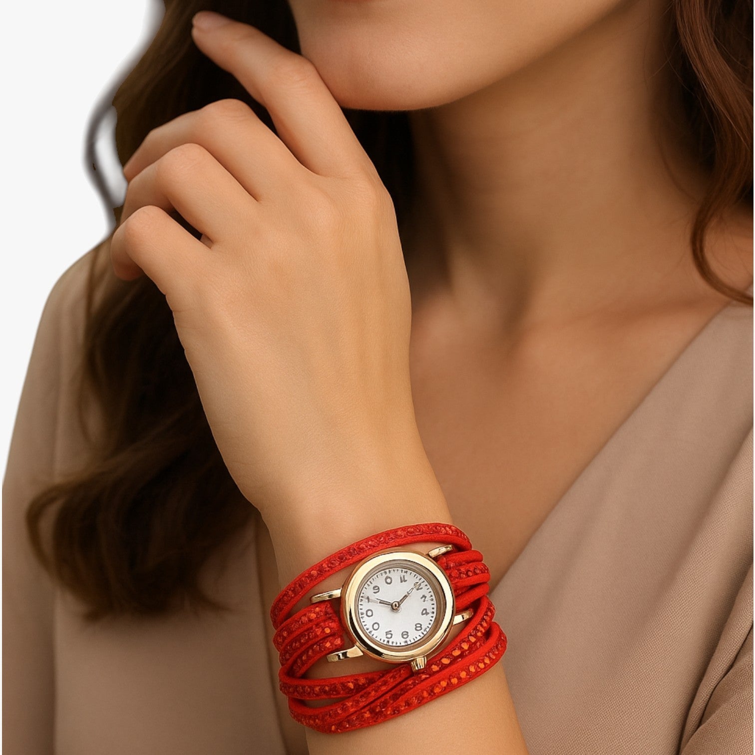 Heidi | Damenuhr med lang læderrem: elegance og glans i ét - - watches - {{ product_tags }