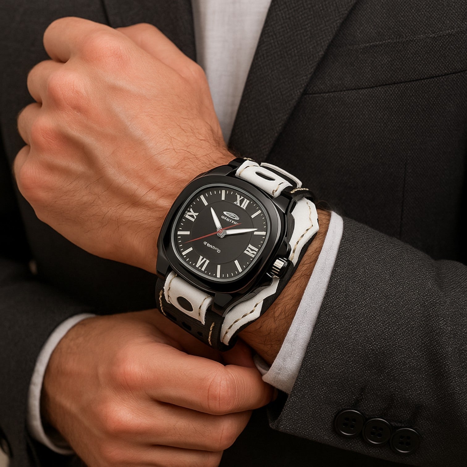 Alden | Stor herreur med stort kvadratisk ur og ægte læderrem - - watches - {{ product_tags }
