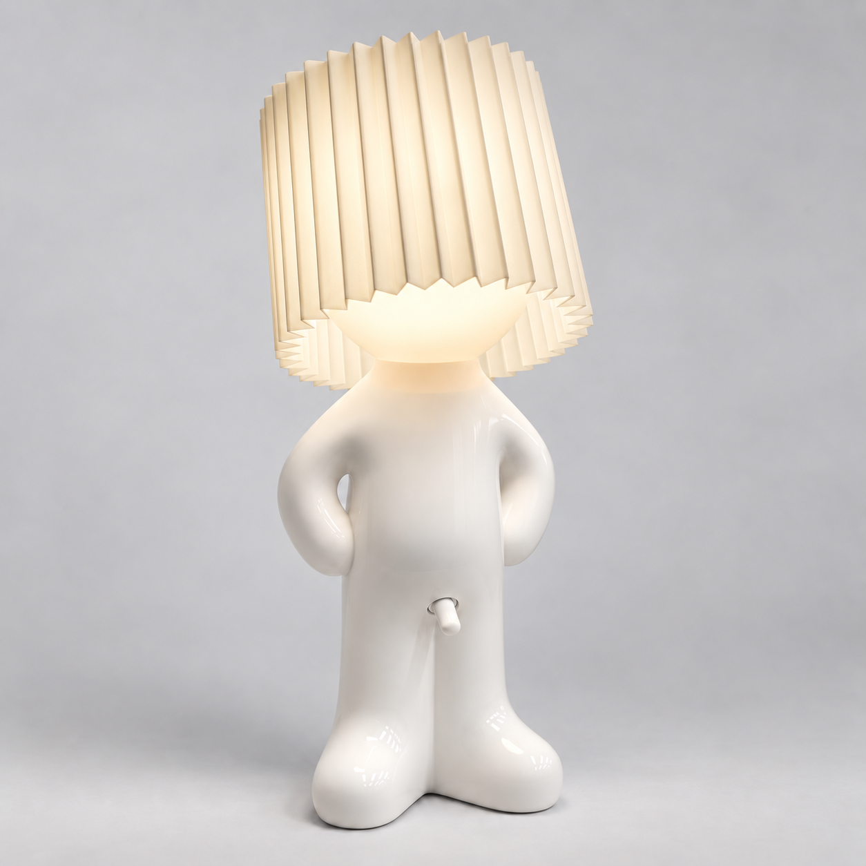 Bordlampe Figur - Dekorativt Design med Plisseret Skærm og LED