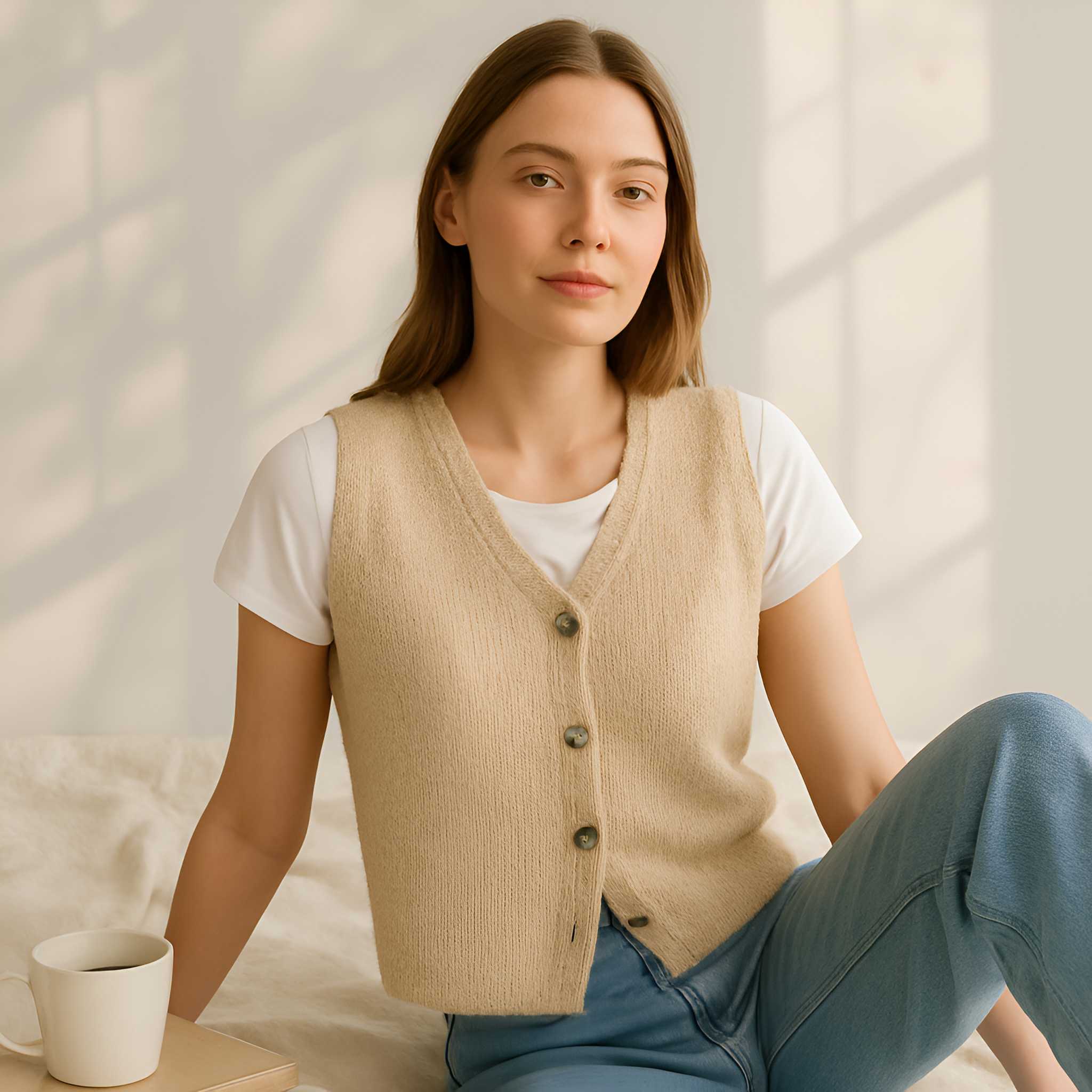 Mirri | Beige stribet vest - - Mirri | Beige stribet vest - €25 - {{ product_tags }
