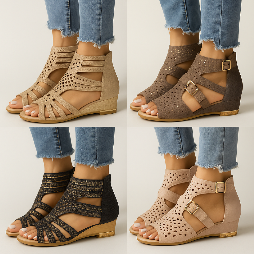 Lara | Luksus vævede sandaler med lav hæl - - women's fashion - {{ product_tags }