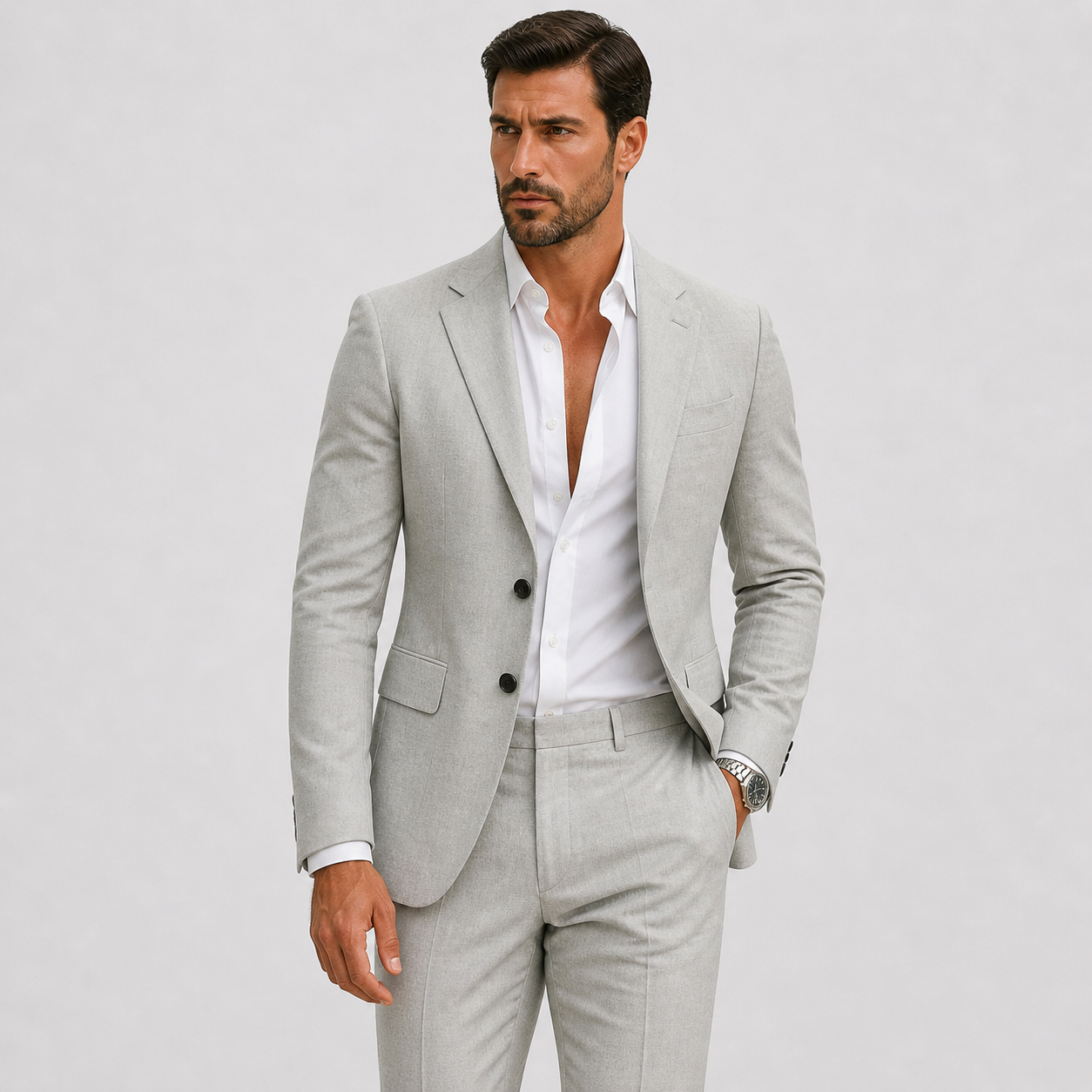 Heren Linnen Pak Slim-Fit Zomerse Elegantie