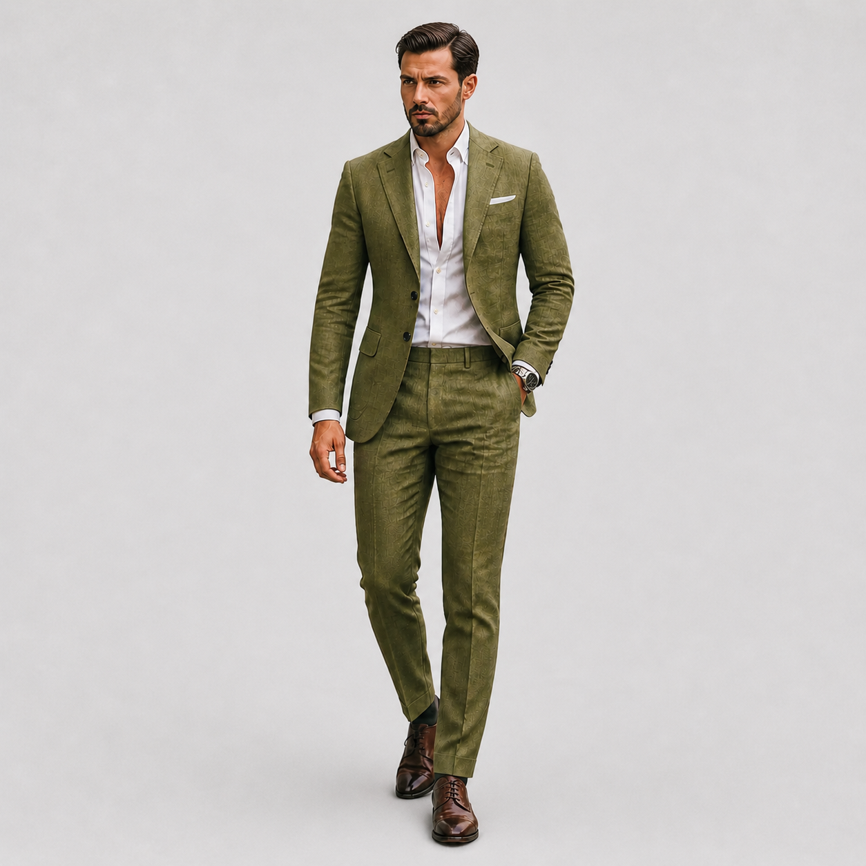 Heren Linnen Pak Slim-Fit Zomerse Elegantie
