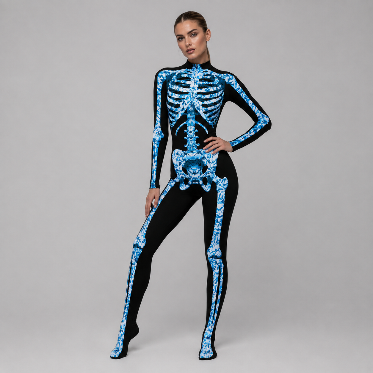 Skelet Jumpsuit Halloween Kostume til Voksne - Lange Ærmer - - Gifts – Seasonal – Halloween - {{ product_tags }