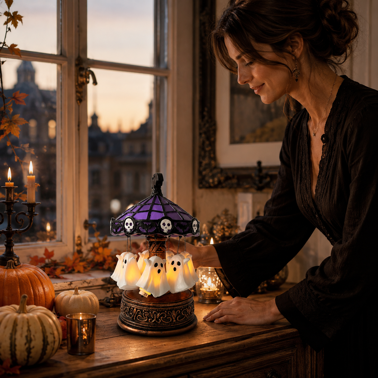 Spøgelseskarussel - Roterende Halloween Bordpynt med Lys - - Gifts – Seasonal – Halloween - {{ product_tags }