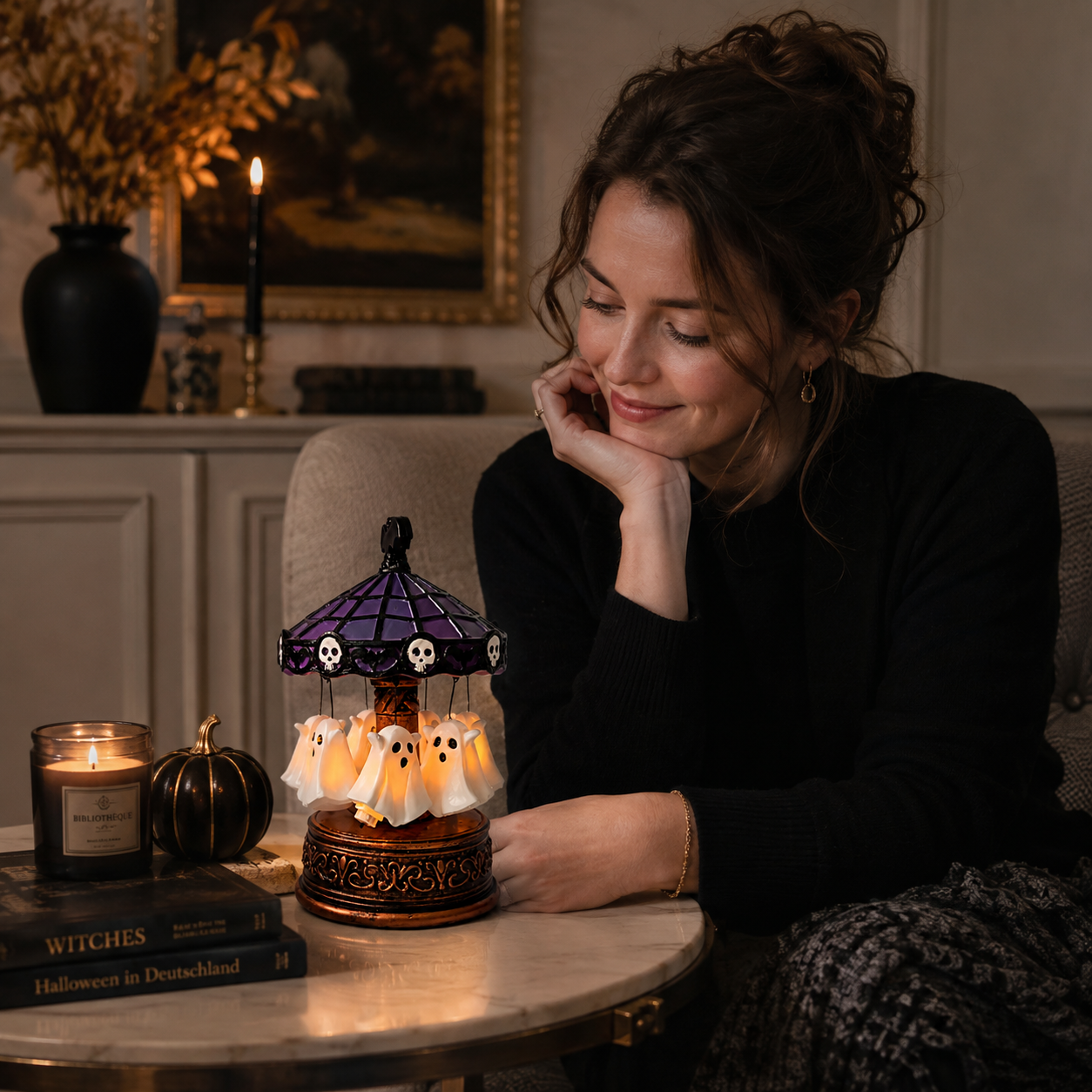 Spøgelseskarussel - Roterende Halloween Bordpynt med Lys - - Gifts – Seasonal – Halloween - {{ product_tags }