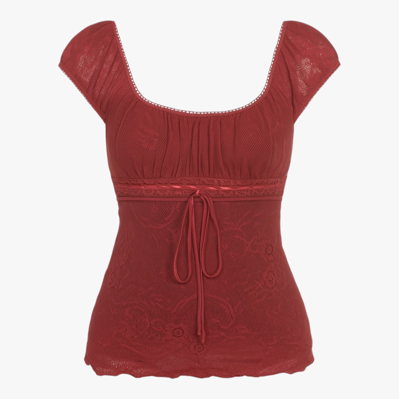 Mina | Vintage crop top med sløjfedetalje - Rød - Mina | Vintage crop top med sløjfedetalje - €25 - {{ product_tags }