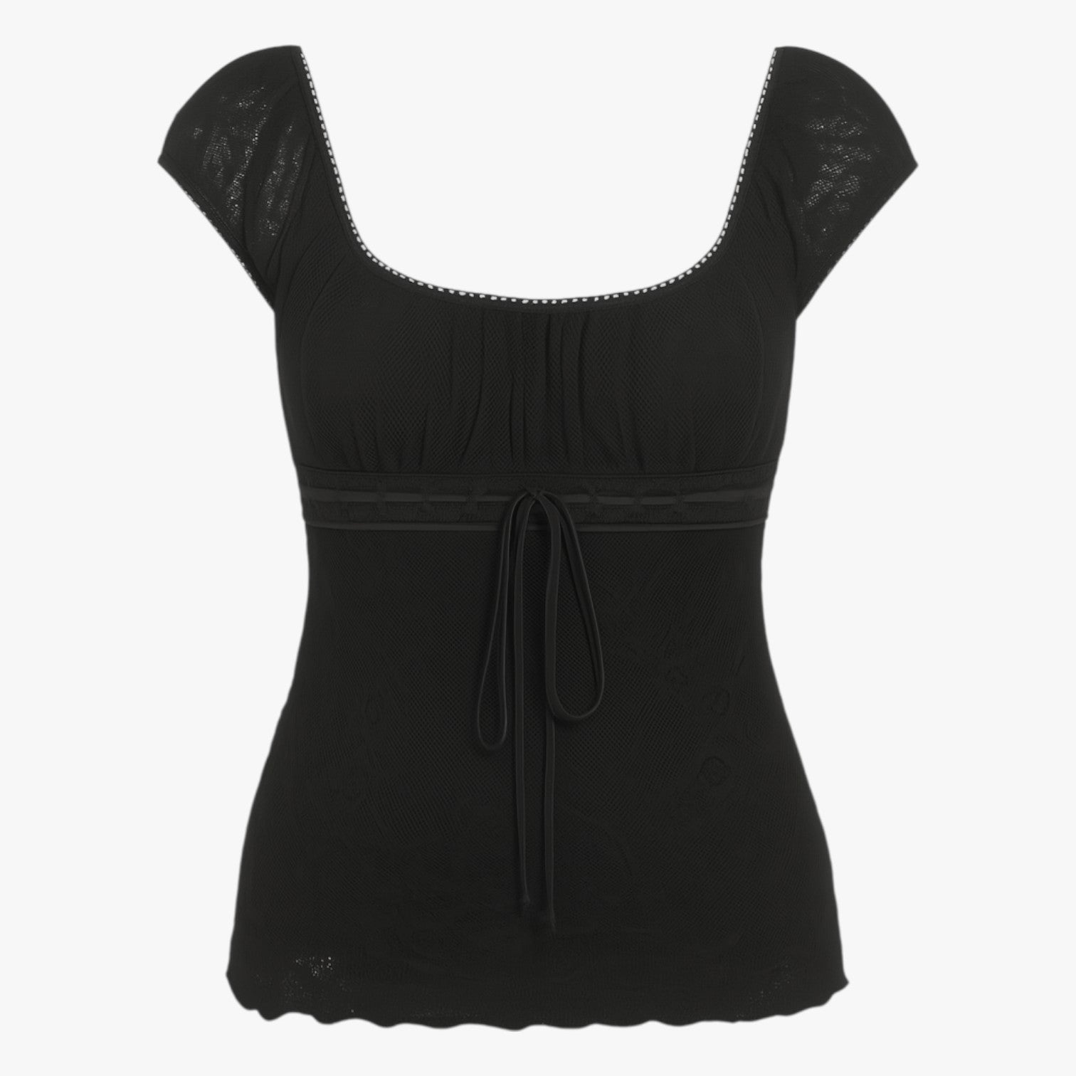 Mina | Vintage crop top med sløjfedetalje - sort - Mina | Vintage crop top med sløjfedetalje - €25 - {{ product_tags }