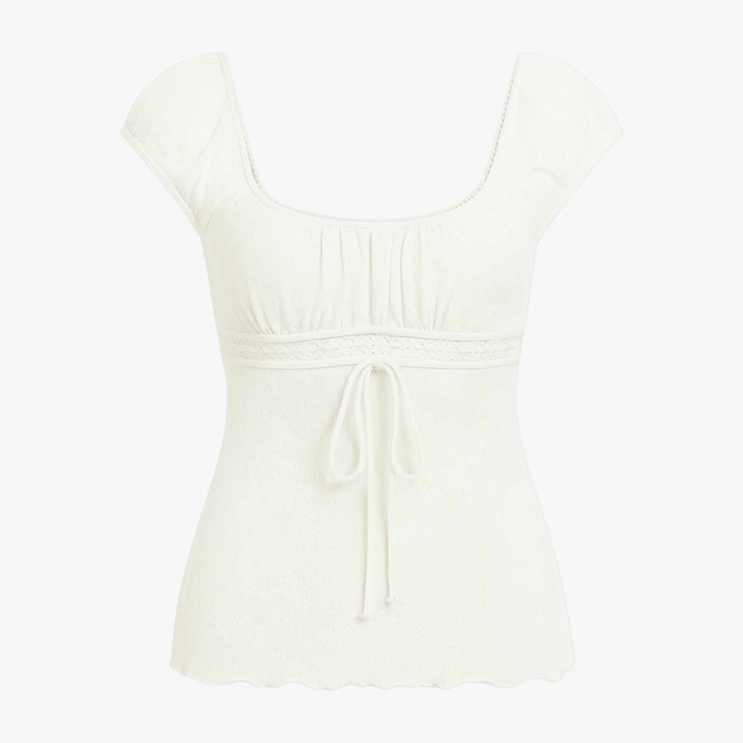 Mina | Vintage crop top med sløjfedetalje - Hvid - Mina | Vintage crop top med sløjfedetalje - €25 - {{ product_tags }