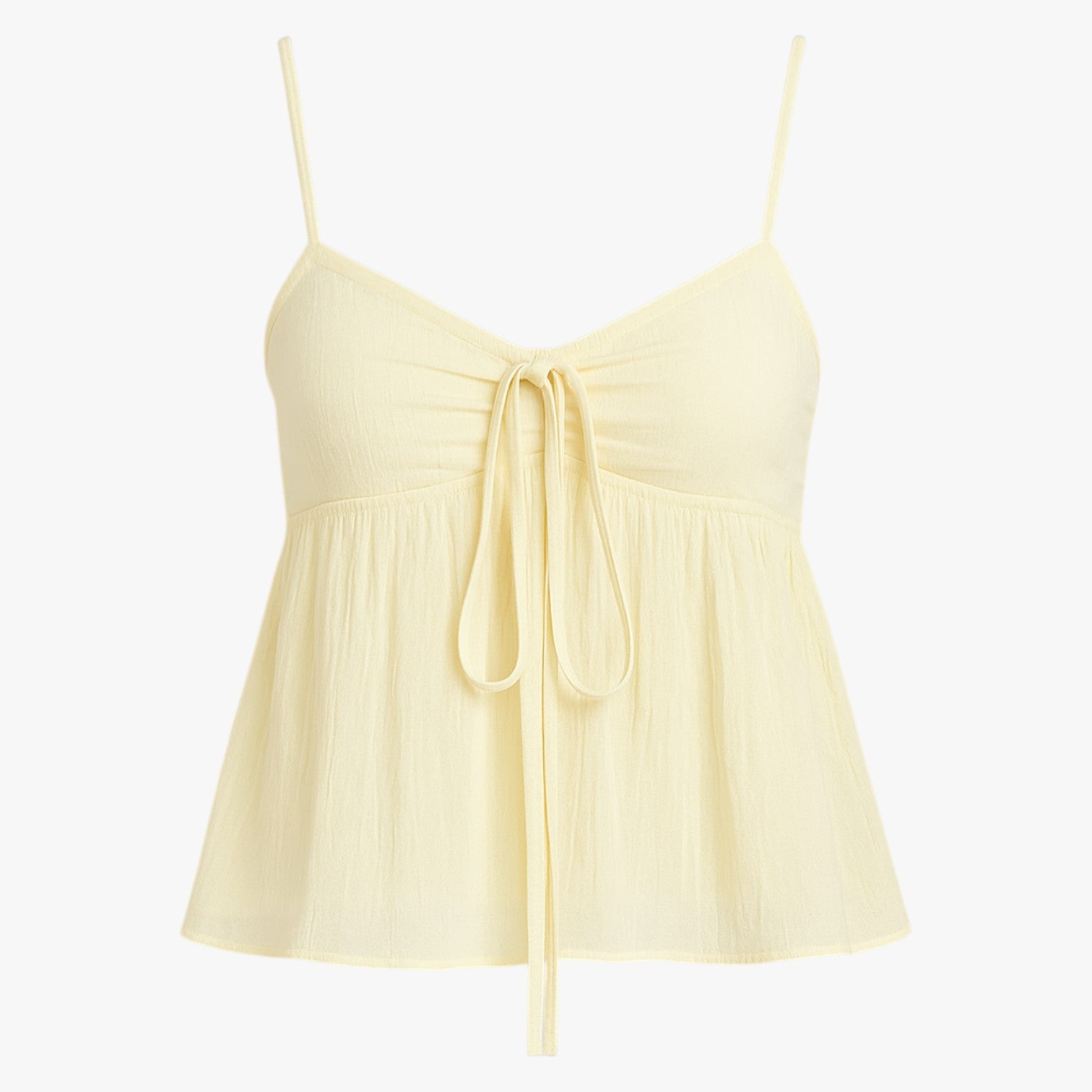 Hana | Linned babydoll top med flæser og frontbinding - beige - Hana | Linned babydoll top med flæser og frontbinding - €25 - {{ product_tags }