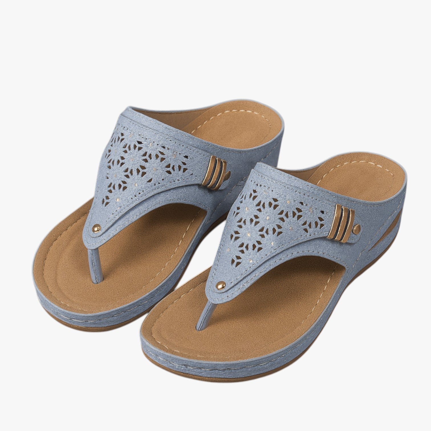Julia | Bløde ortopædiske damesandaler, skridsikre og med sommerplatform - Blaut himmel - Julia | Bløde ortopædiske damesandaler, skridsikre og med sommerplatform - €25 - {{ product_tags }