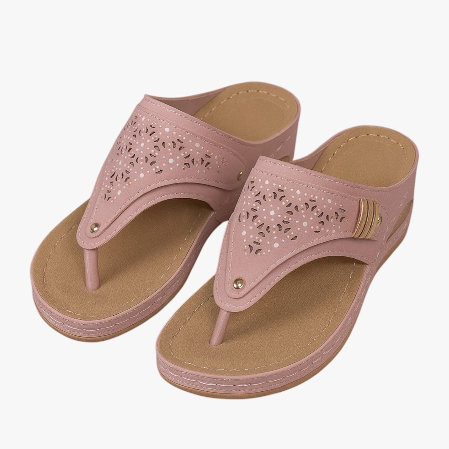 Julia | Bløde ortopædiske damesandaler, skridsikre og med sommerplatform - Lyserød - Julia | Bløde ortopædiske damesandaler, skridsikre og med sommerplatform - €25 - {{ product_tags }
