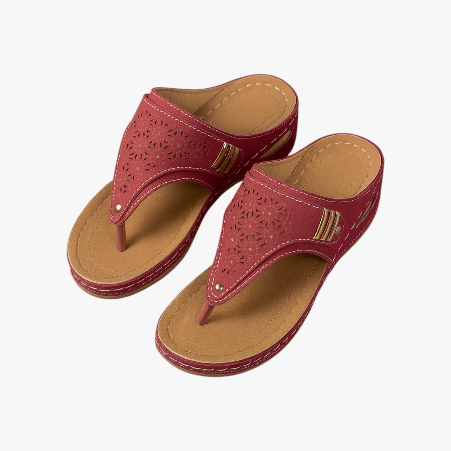 Julia | Bløde ortopædiske damesandaler, skridsikre og med sommerplatform - Rød - Julia | Bløde ortopædiske damesandaler, skridsikre og med sommerplatform - €25 - {{ product_tags }