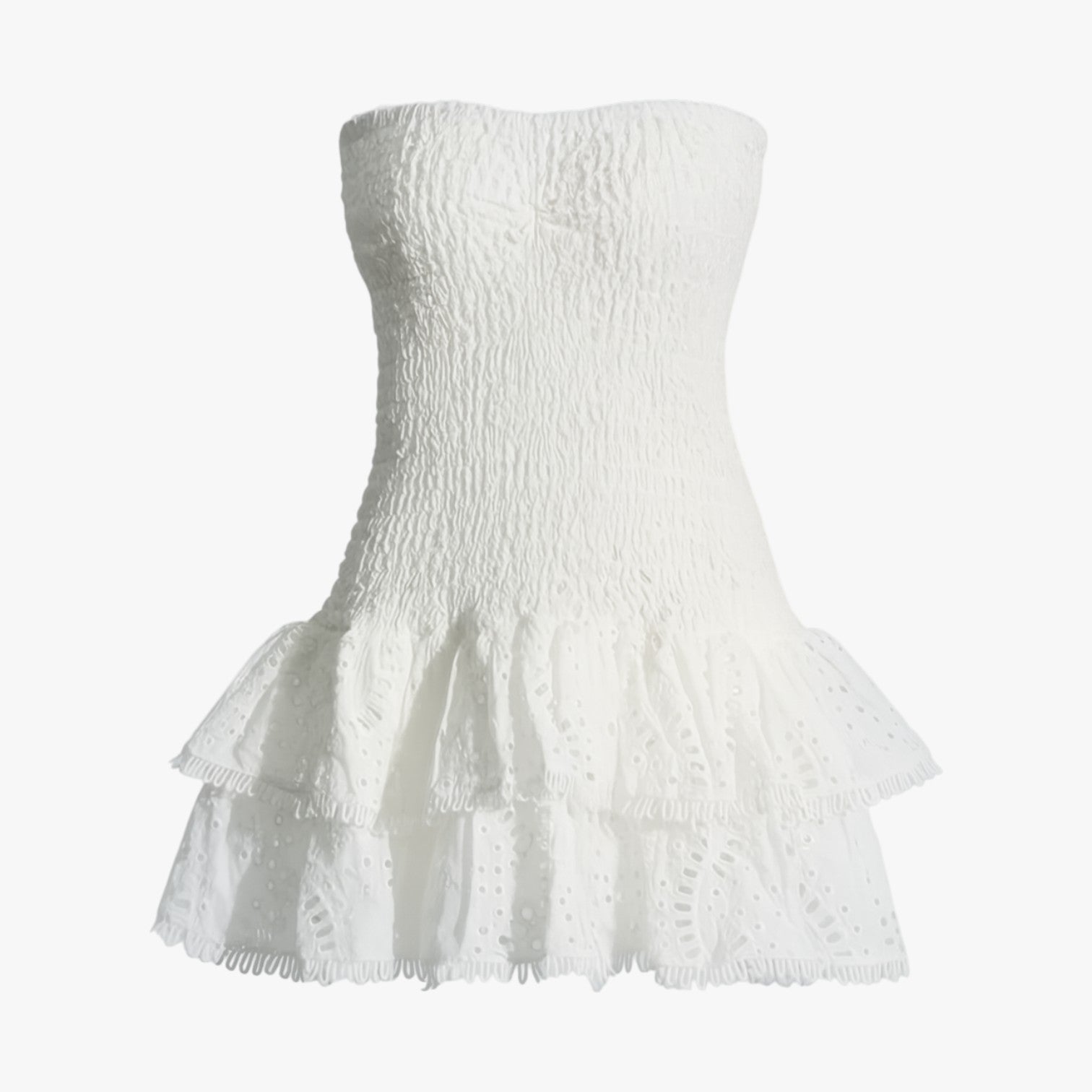 Elena | Stropløs slankekjole med udskæringer - WHITE - Elena | Stropløs slankekjole med udskæringer- €25 - {{ product_tags }