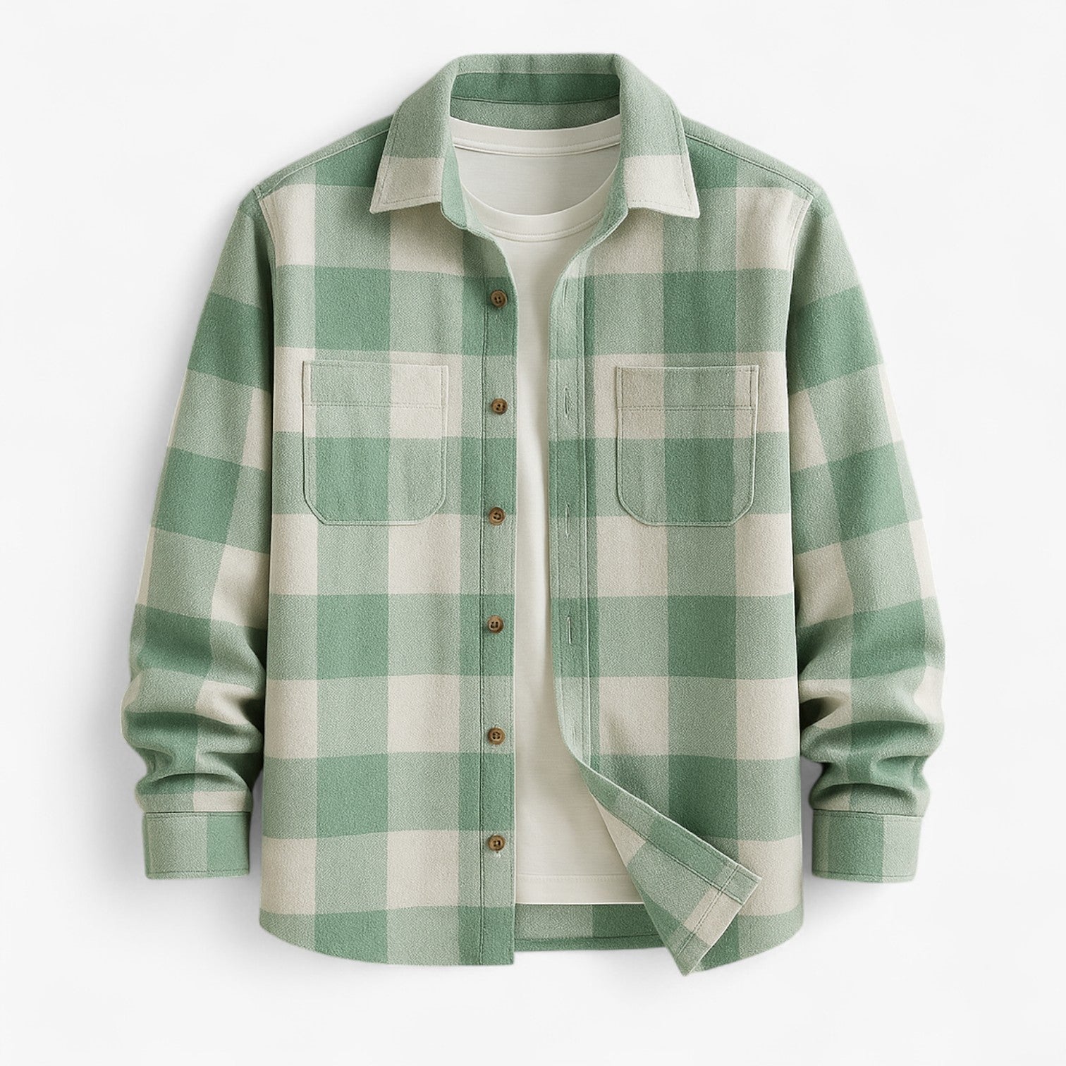 Lukas® | Casual ternet herreskjorte - Grøn - men's fashion - {{ product_tags }