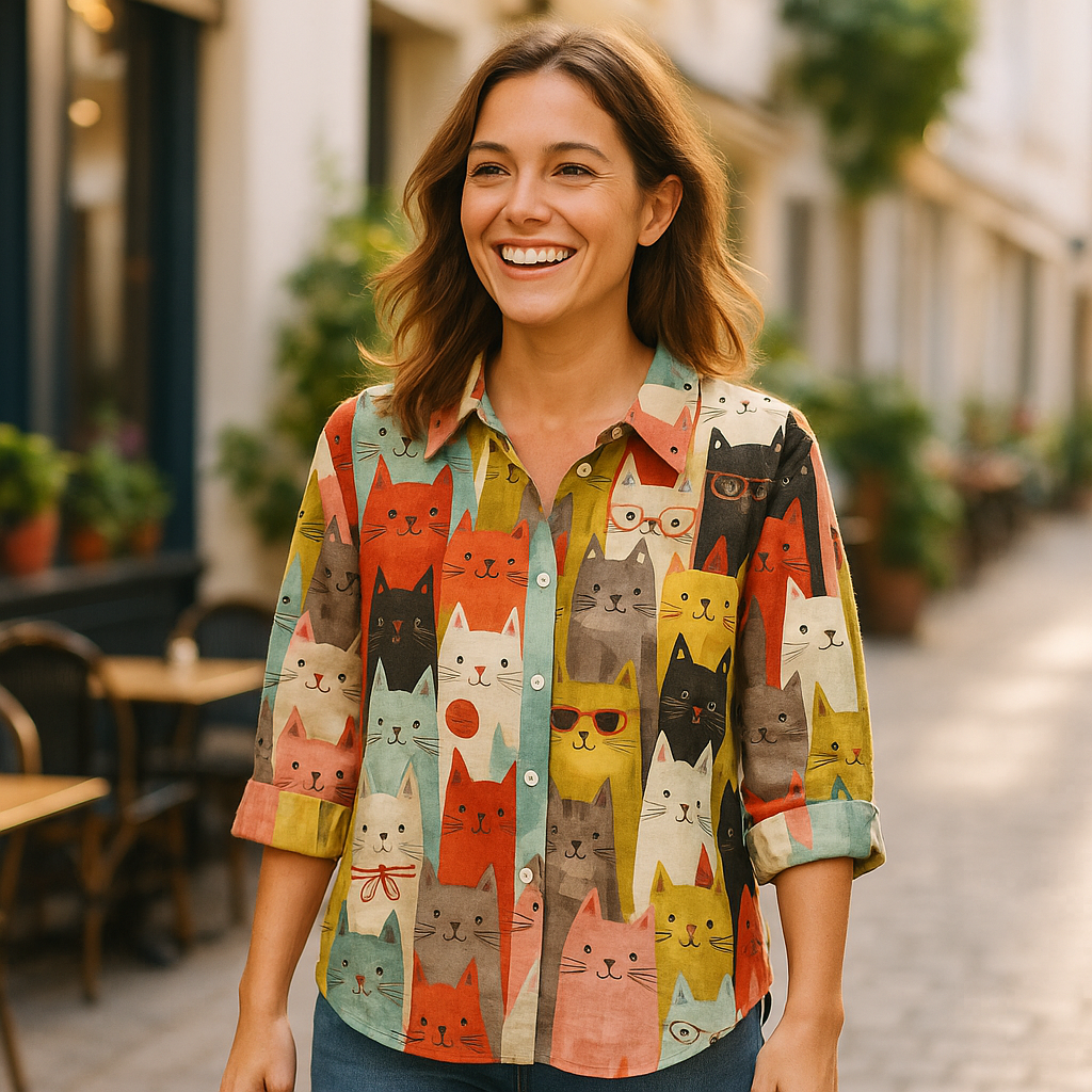 Jane | Skjorte med grafisk print - stilfuld og iøjnefaldende - - women's fashion - {{ product_tags }