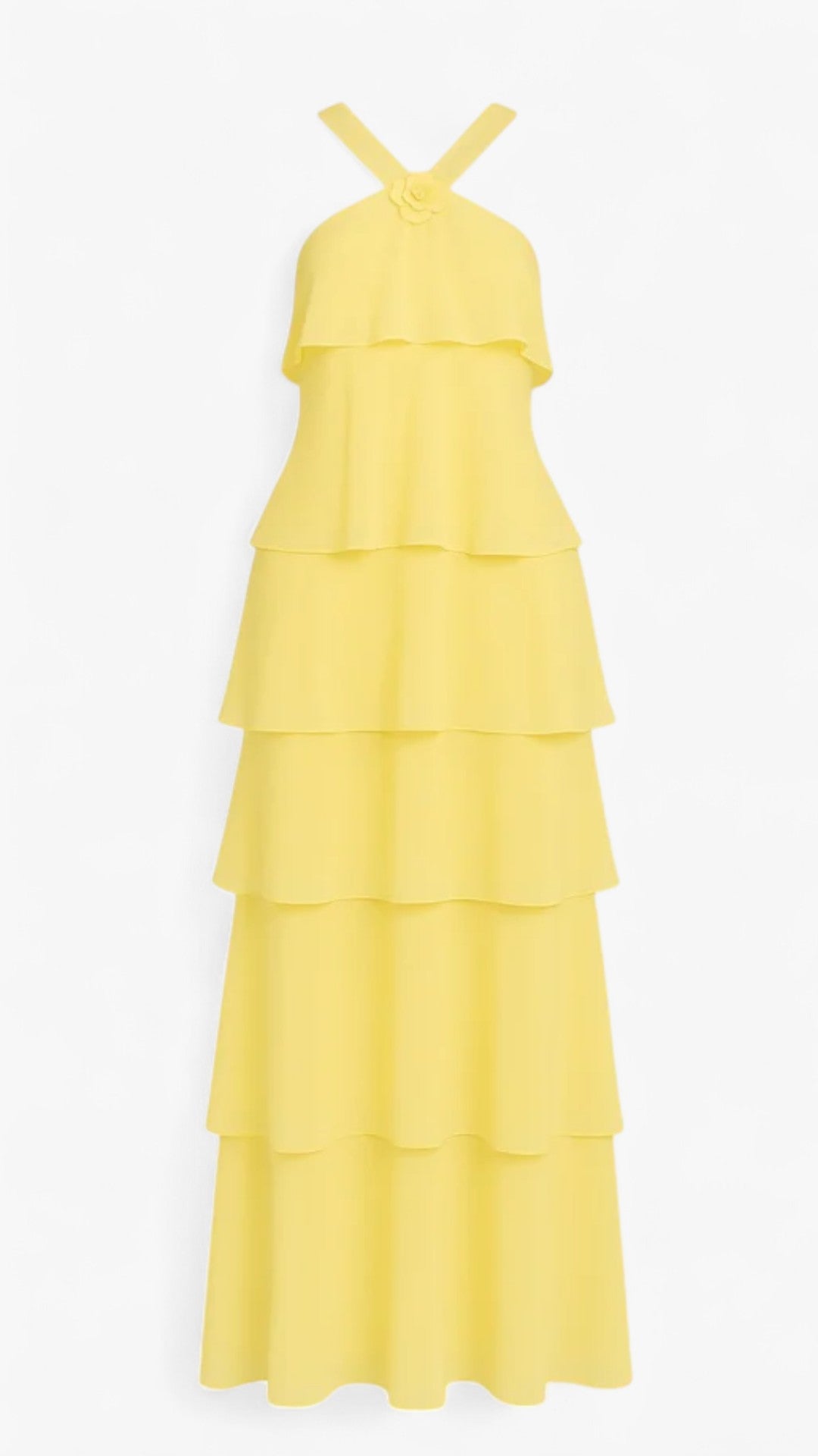 Isabeau | Turtleneck kjole med lagdelte 3D-blomster - Gul - women's fashion - {{ product_tags }