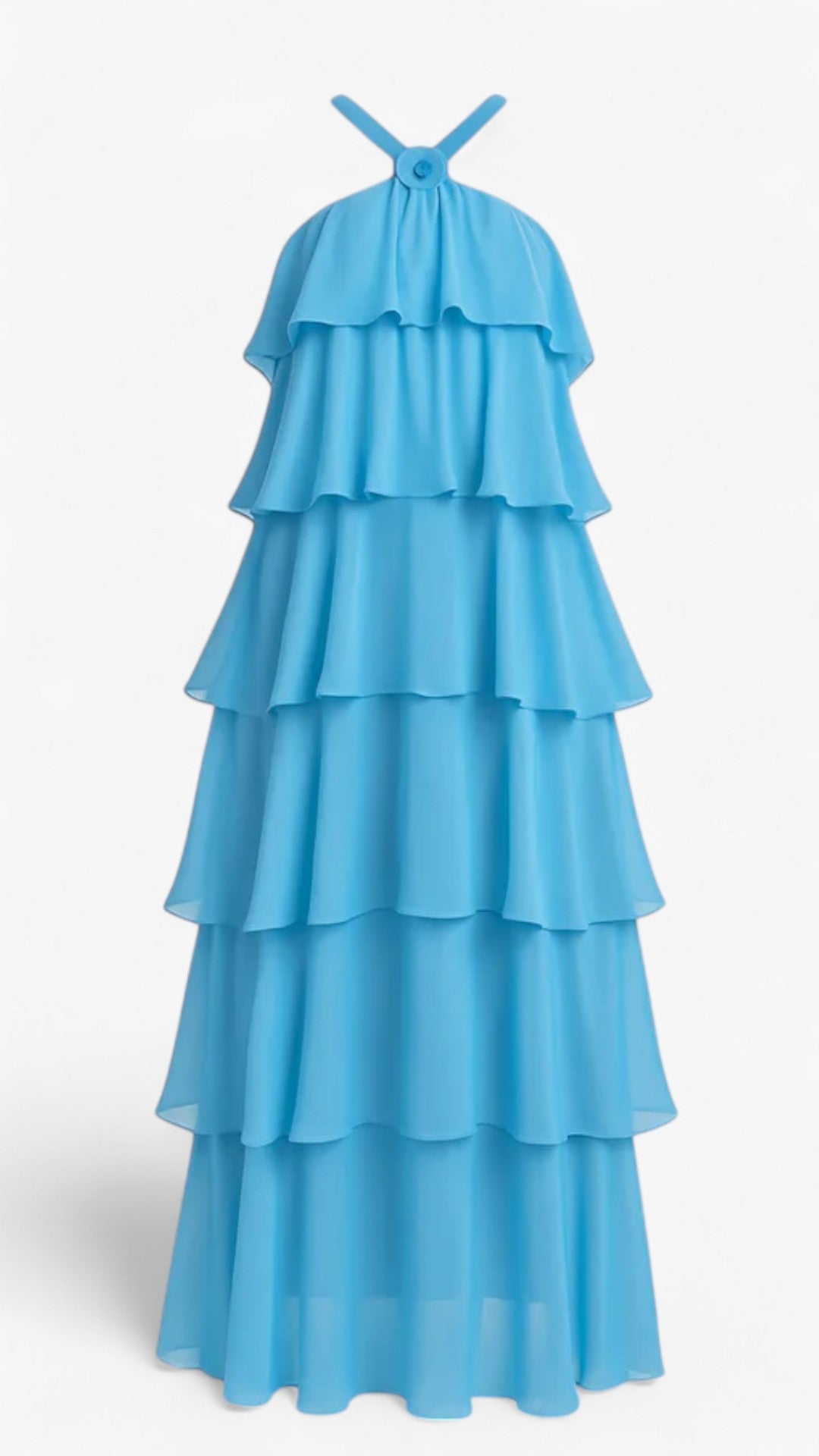 Isabeau | Turtleneck kjole med lagdelte 3D-blomster - Blå - women's fashion - {{ product_tags }