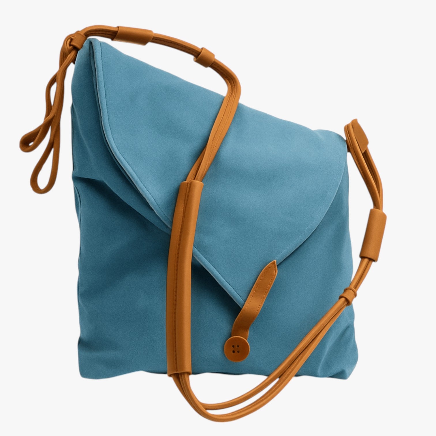 Rostro - Elegant skuldertaske i kanvas med læderremme - himmelblå - bags - {{ product_tags }