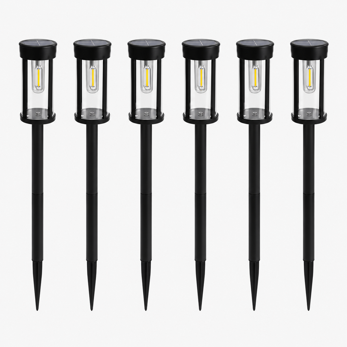Udendørs Solcelle Havelamper - Sorte LED Sti-spyd (10-pak)