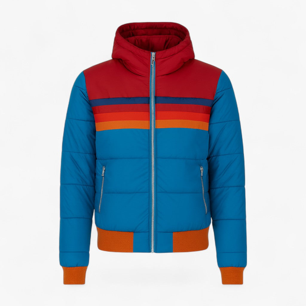 Cléa – Farveblokkede Steppjakke med høj krave - Hellblau - Jackets - {{ product_tags }