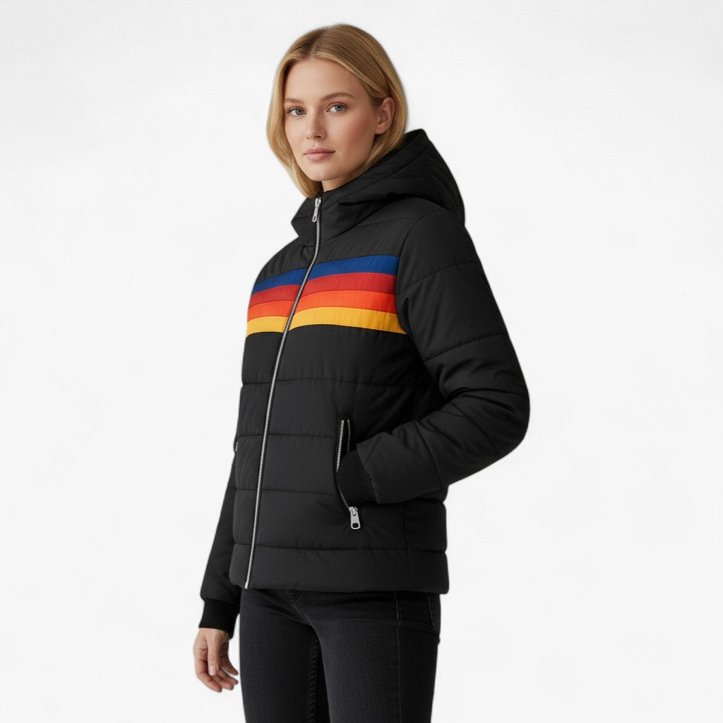 Cléa – Farveblokkede Steppjakke med høj krave - - Jackets - {{ product_tags }