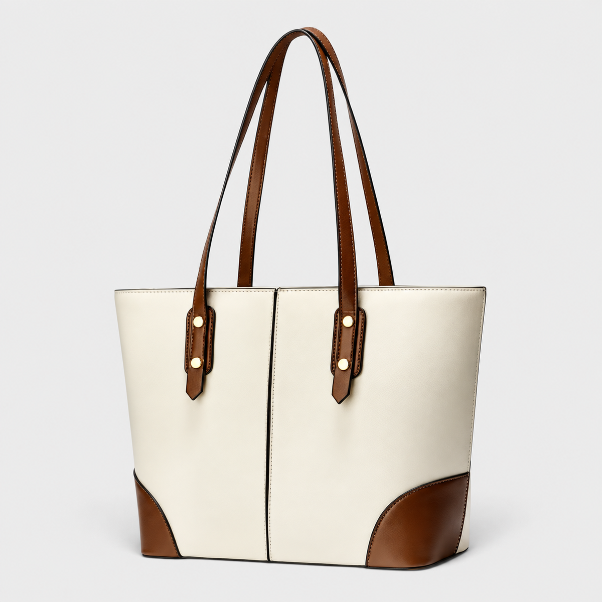 Vintage Læder Skuldertaske Dame med Stor Kapacitet - Creme - bags - {{ product_tags }