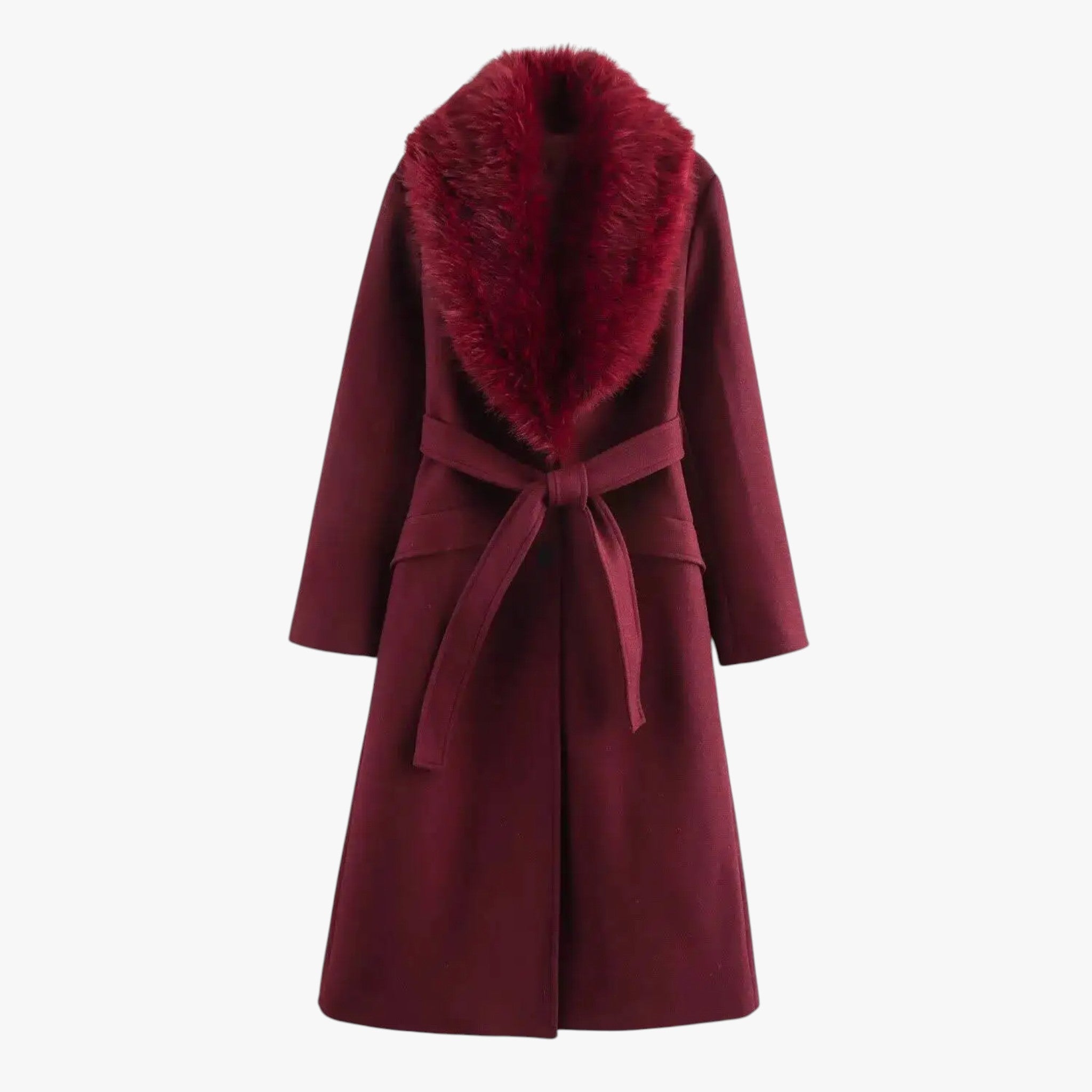 Mary | Dame Aftagelig Krave Uldfrakke - Bordeaux - Kvinders overtøj - {{ product_tags }